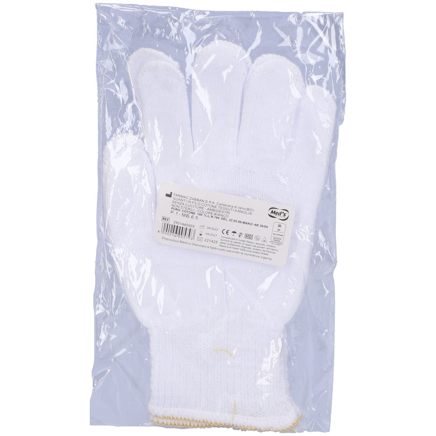 Guanto Cotone Bianco 6,5 Busta 2 St Handschuhe