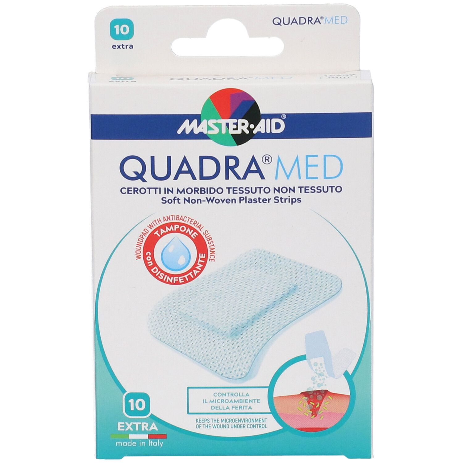 Master-Aid Quadra Med Pflaster, 10 Stück, extra Größe.