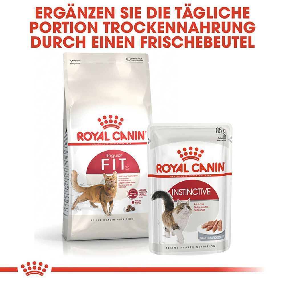 Royal Canin Feline Fit 32 Trockenfutter und ein Beutel Royal Canin Instinctive.