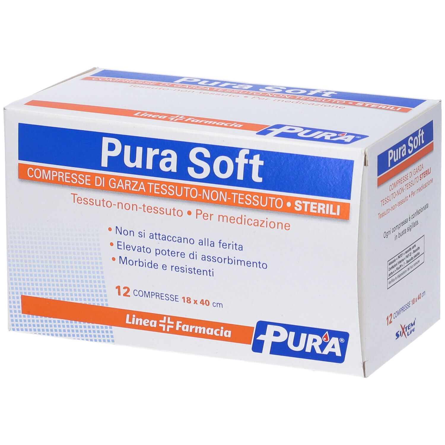 Garza In Tessuto Non Tessuto Pura Soft 18X40Cm 12 Pezzi