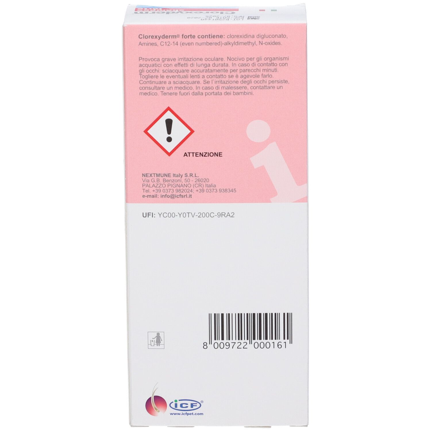 Verpackung von 'Clorexyderm Shampoo Forte' für Tiere, 200 ml.