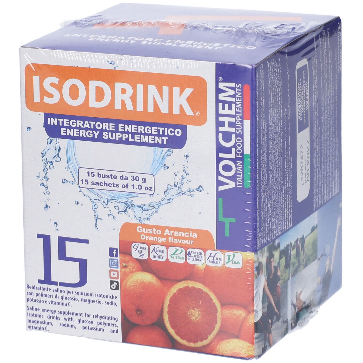 VOLCHEM Isodrink 15 Sali Minerali E Maltodestrine In Polvere Solubile Gusto Arancia