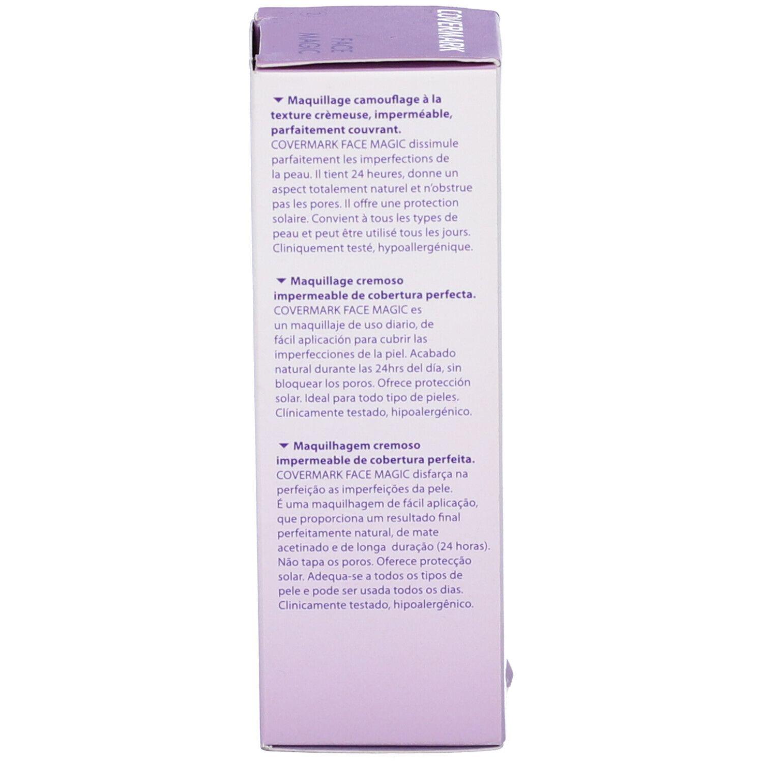 Retro della confezione. Testo in più lingue. Ingredienti. Volume: 30 ml. Informazioni produttore.
