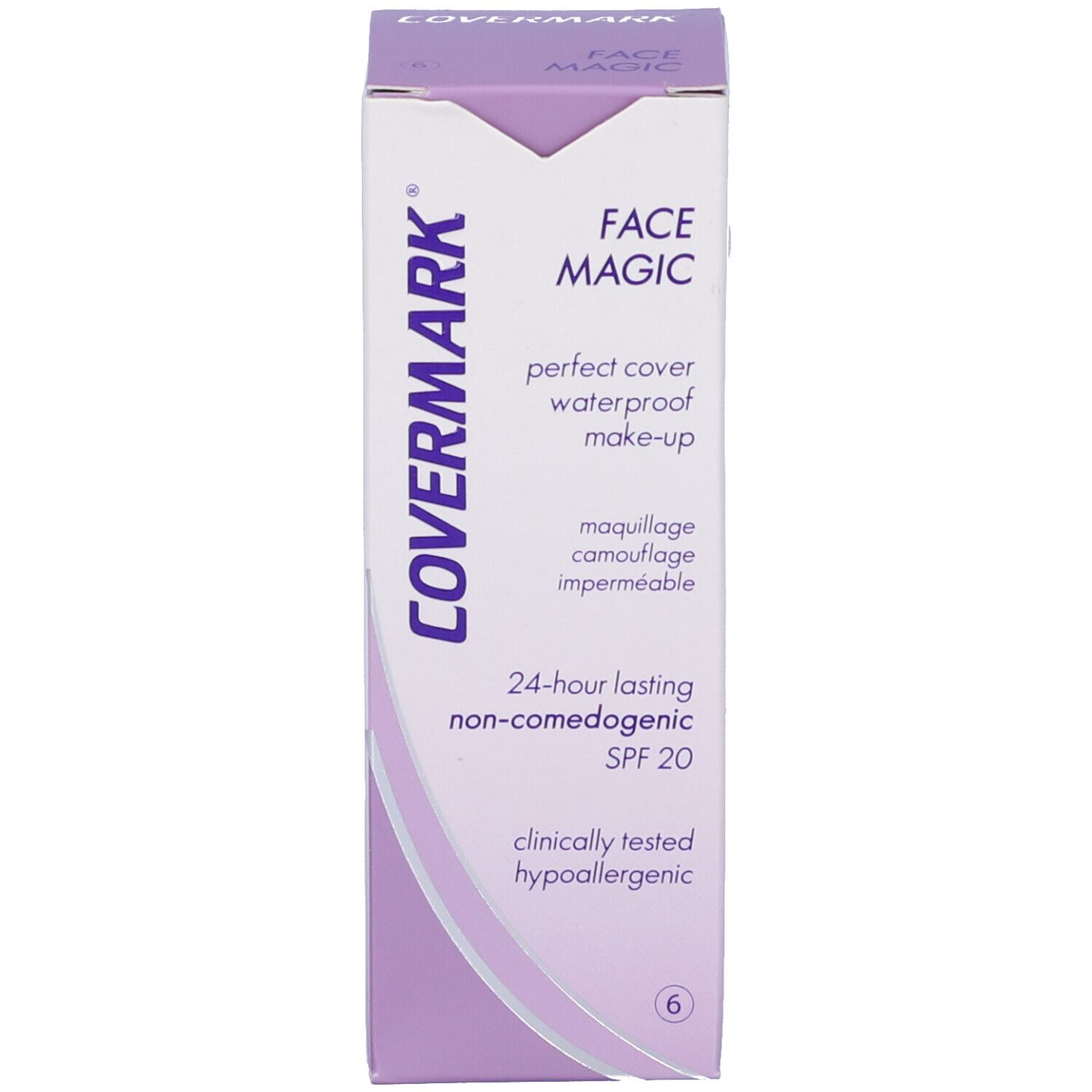 Confezione Covermark Face Magic. Confezione viola con nome e info. 30 ml.