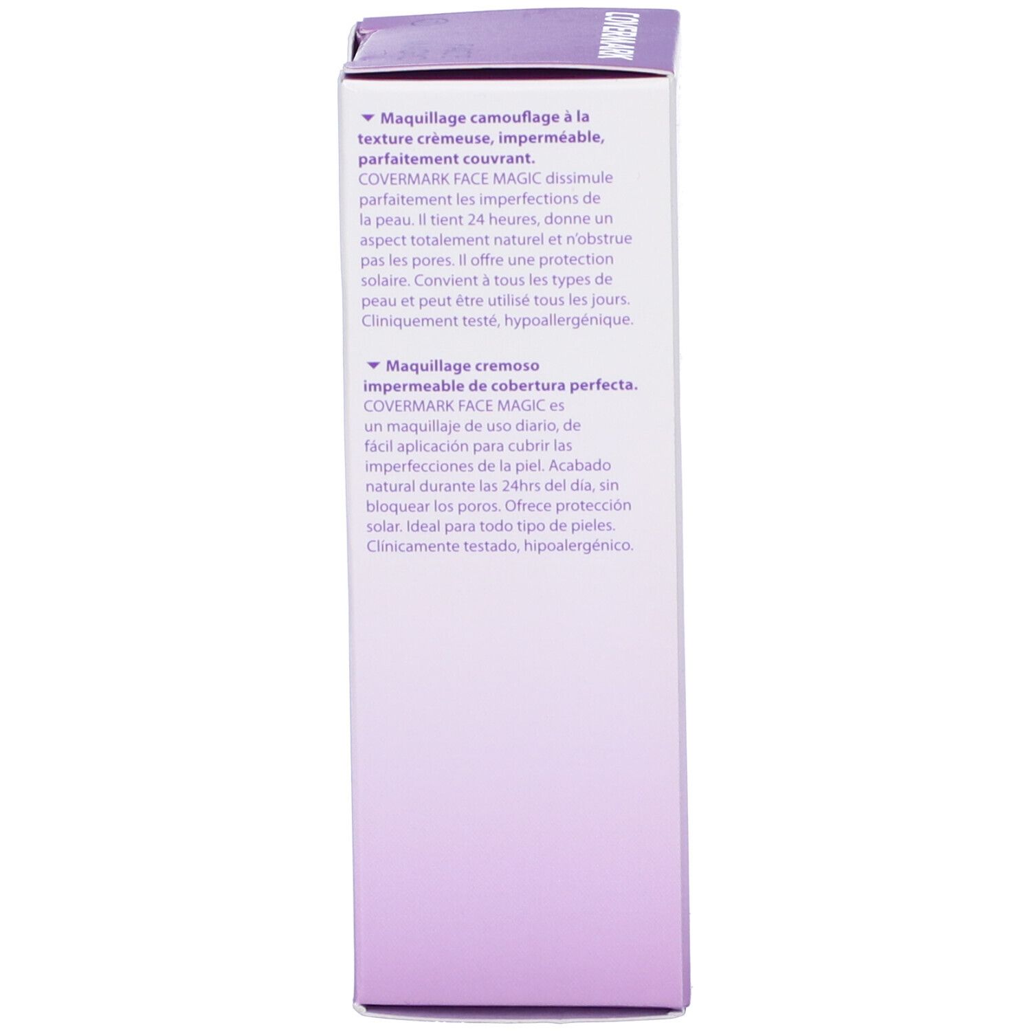 Confezione Covermark Face Magic. Testo in francese. Trucco resistente all'acqua. Per tutti i tipi di pelle.
