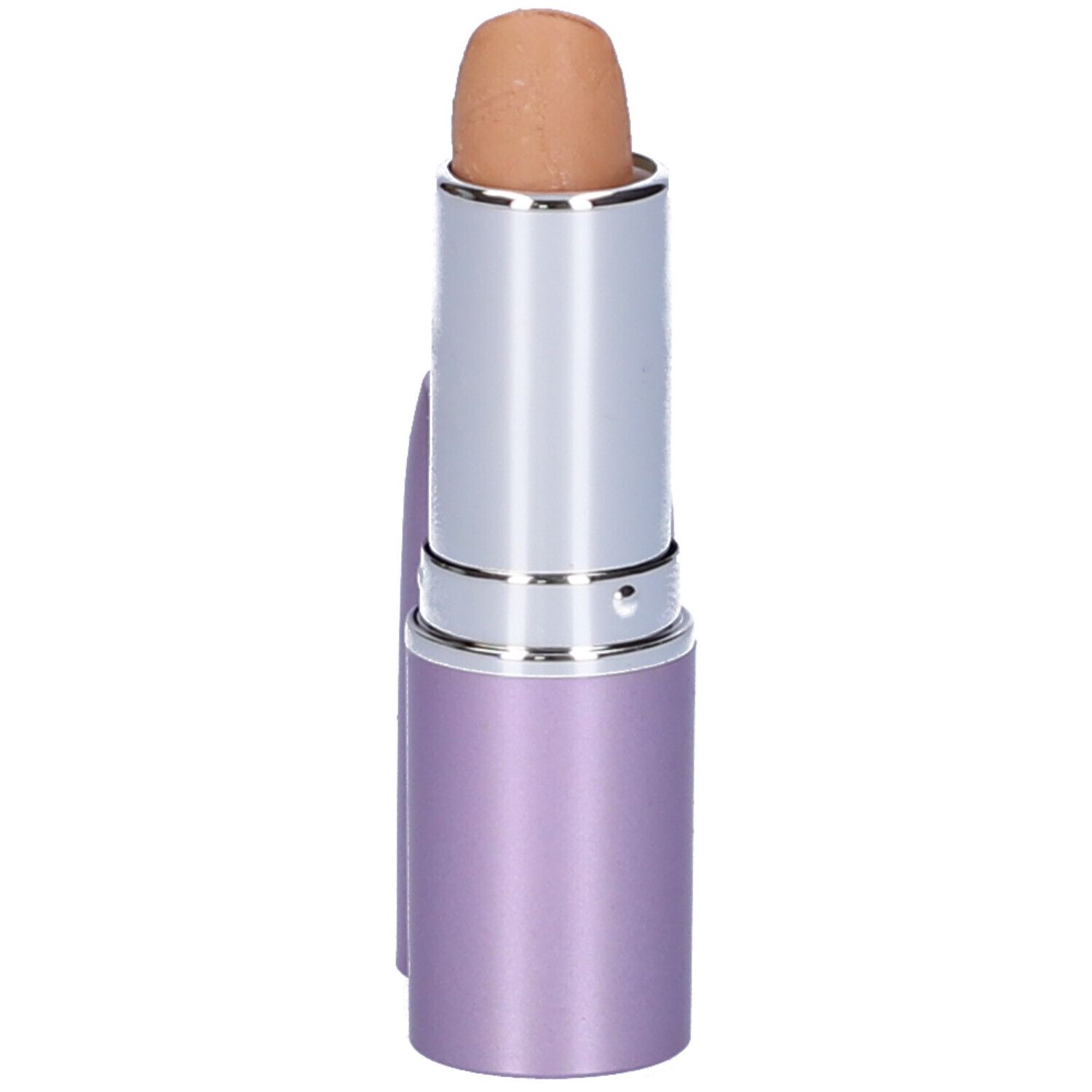 Covermark Correttore Stick, colore 5. Astuccio lilla, fusto argentato. Aperto, punta beige del correttore visibile.
