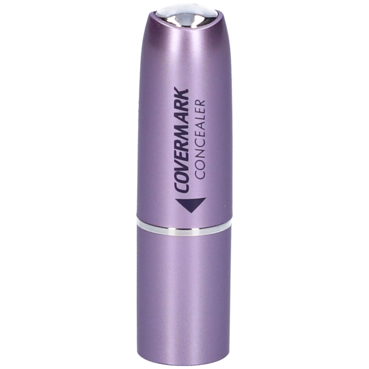 Stick correttore chiuso. Fusto viola con anello argentato. Sul fusto è scritto 'COVERMARK CONCEALER'.