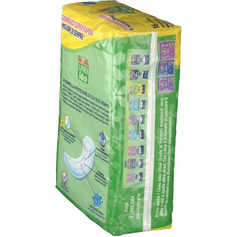 Confezione prodotto. Confezione verde e gialla con nome e caratteristiche. Visibile: N°3, ultra.