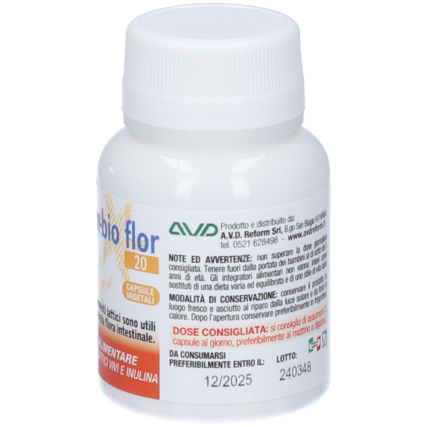 Flacone bianco Maximum-bio flor 20. Scadenza 12/2025. Raccomandazioni per il dosaggio.