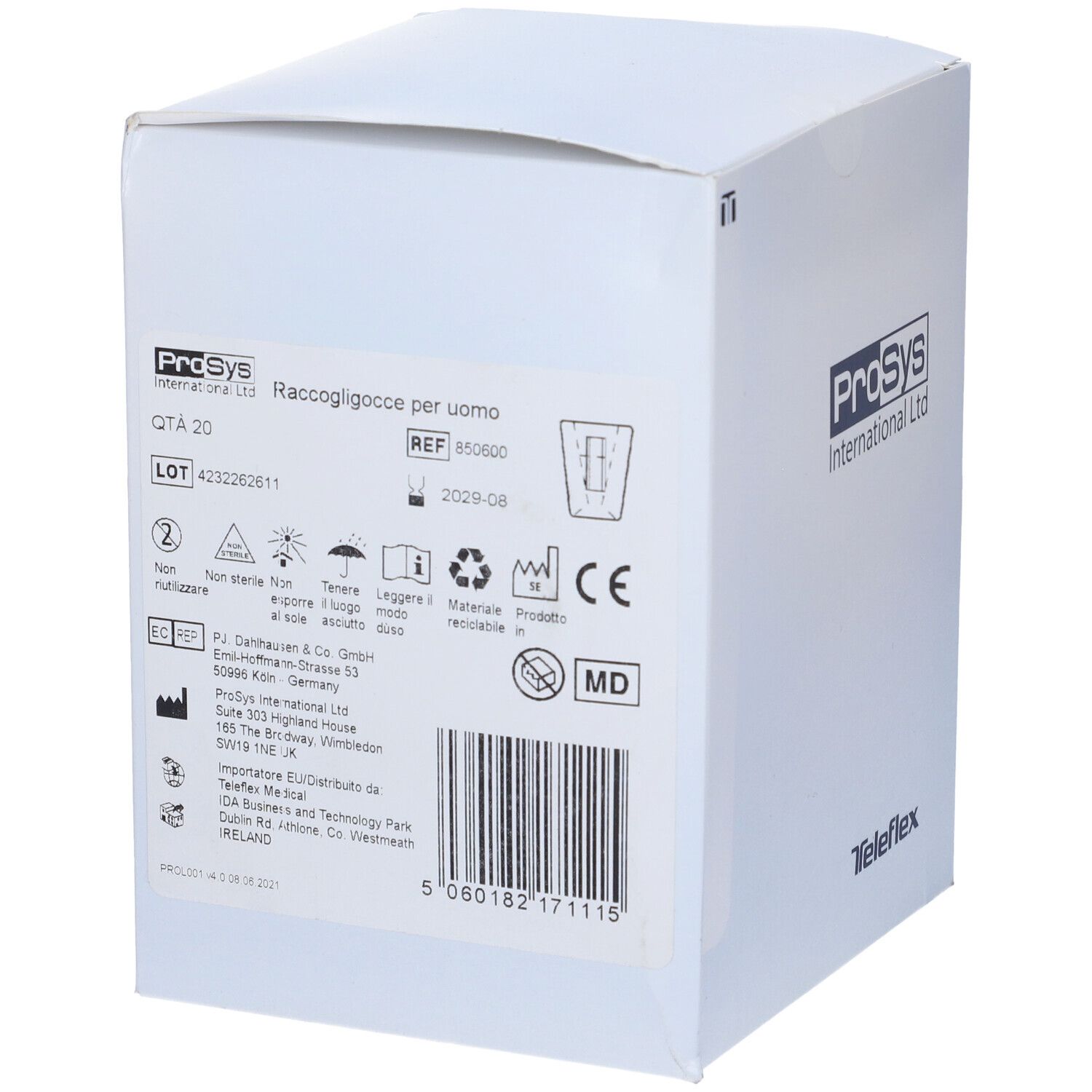 Weiße Box mit ProSys und Teleflex Logo. Enthält medizinische Produkte.
