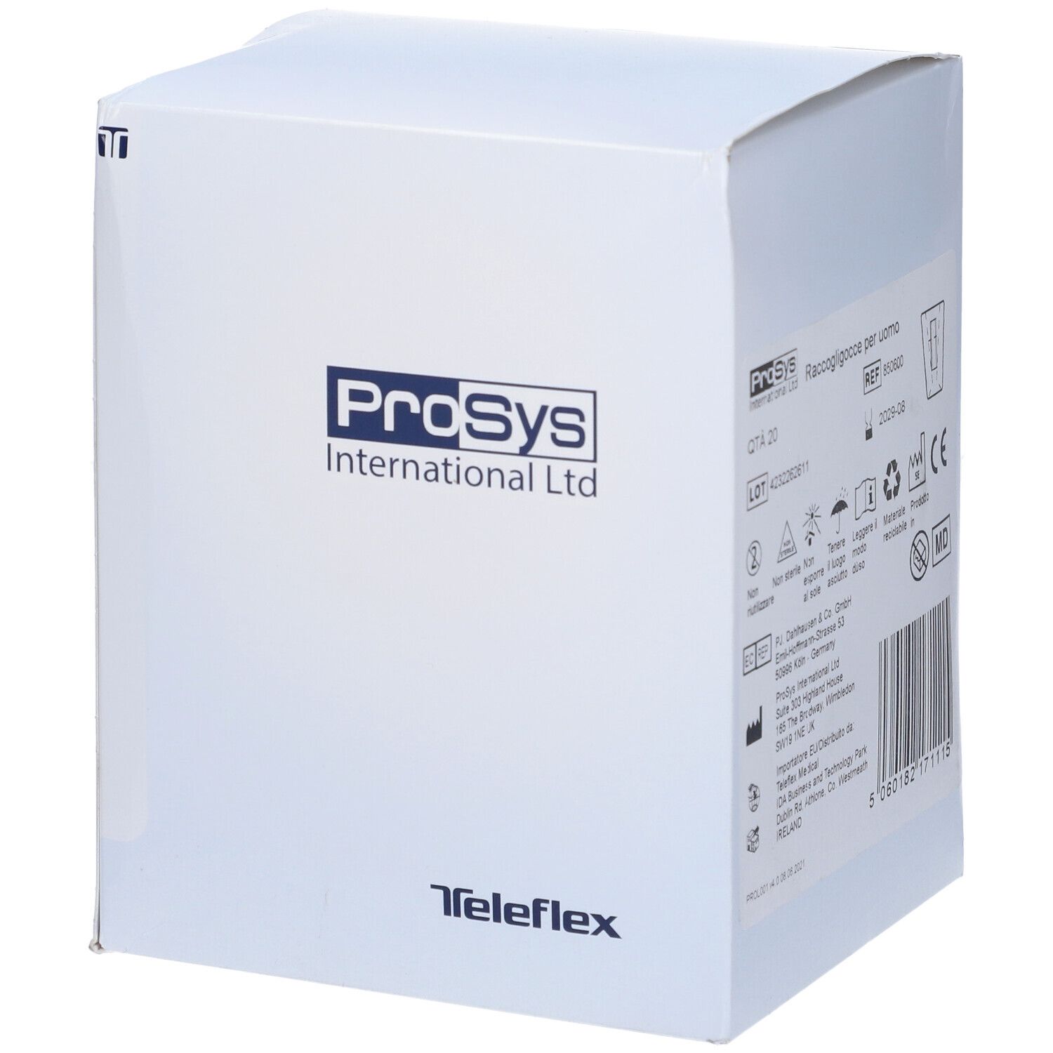 Weiße Box mit ProSys und Teleflex Logo. Enthält medizinische Produkte.
