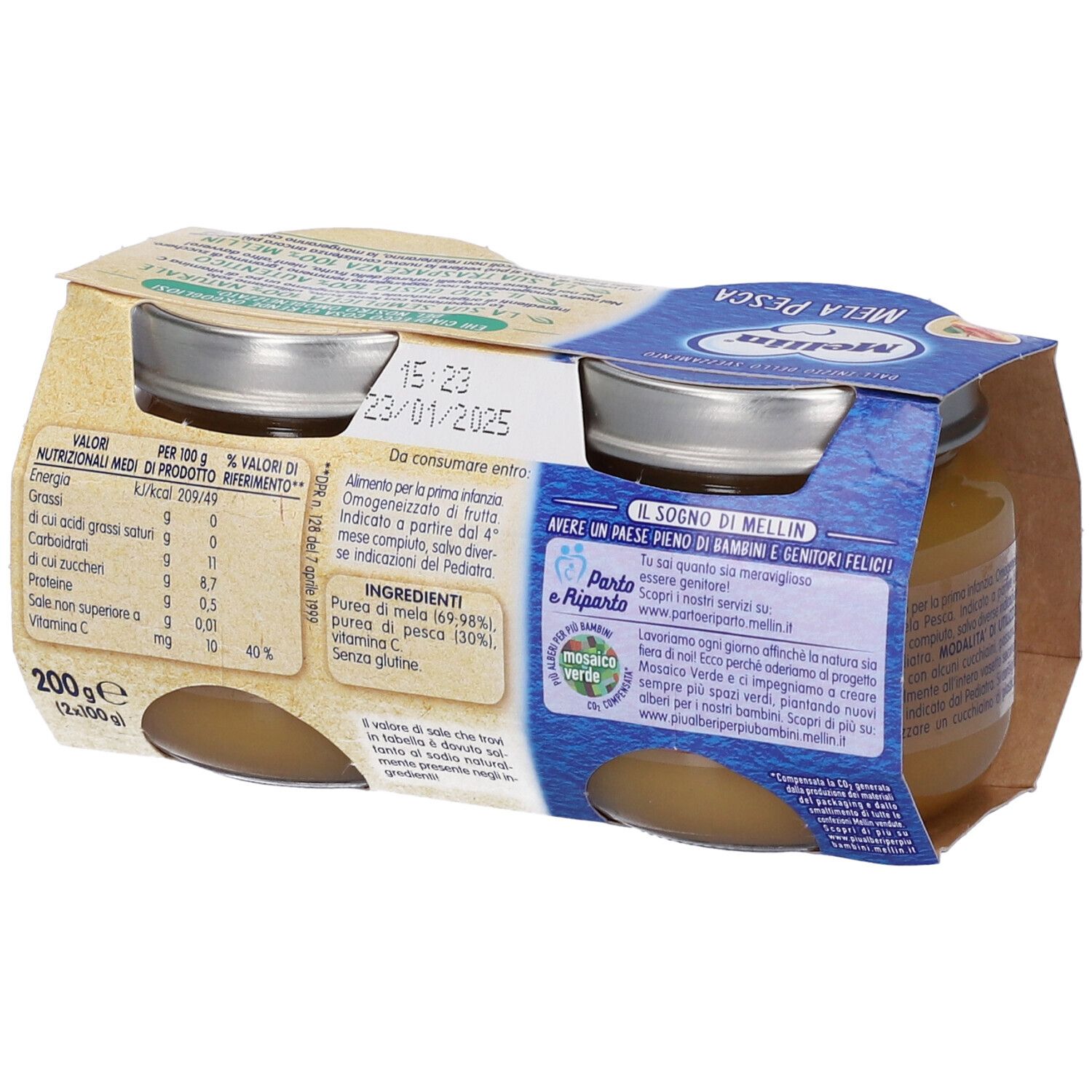 Mellin Pfirsich-Apfel-Brei 100 G 2 Stück Mellin