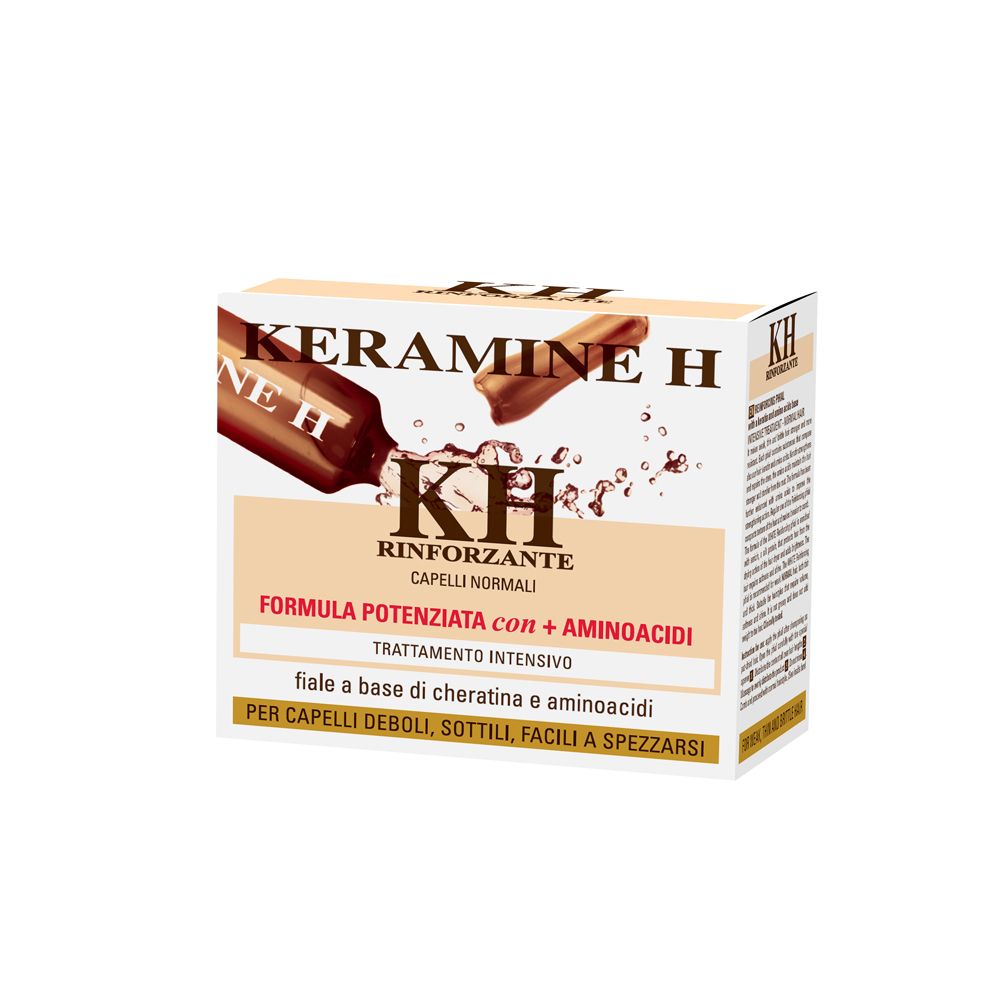 Scatola Keramine H. Scritto: Rinforzante, Capelli Normali. Formula Potenziata con + Aminoacidi. Per capelli deboli, sottili.