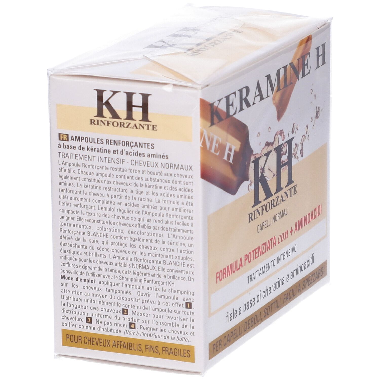 Confezione Keramine H. Scritto: Rinforzante, Capelli Normali. Formula Potenziata con + Aminoacidi. Per capelli deboli, sottili.