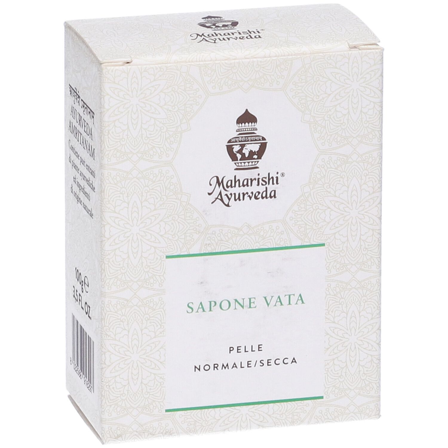 Scatola di Sapone Vata per pelle normale/secca. Marchio: Maharishi Ayurveda. 100g, 3.5 FL OZ.