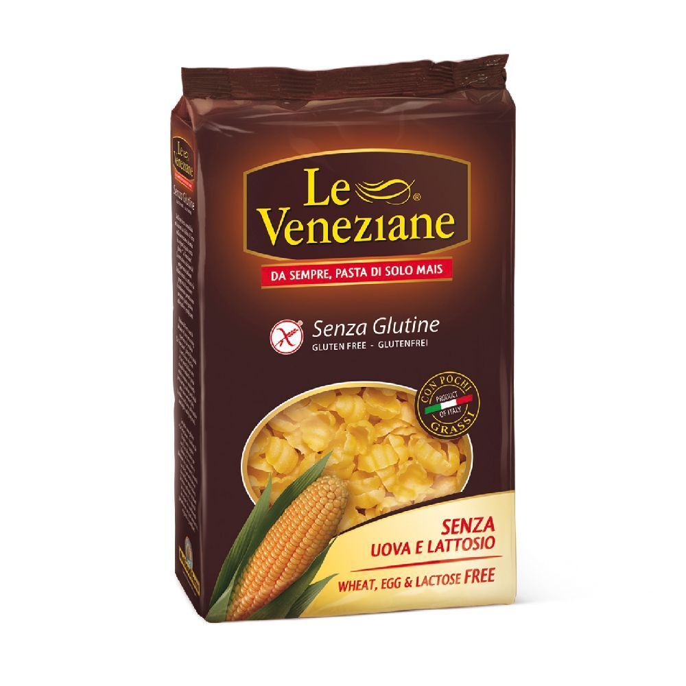 Confezione di Le Veneziane Gnocchi. Senza glutine, senza uova e lattosio. Pasta di mais.