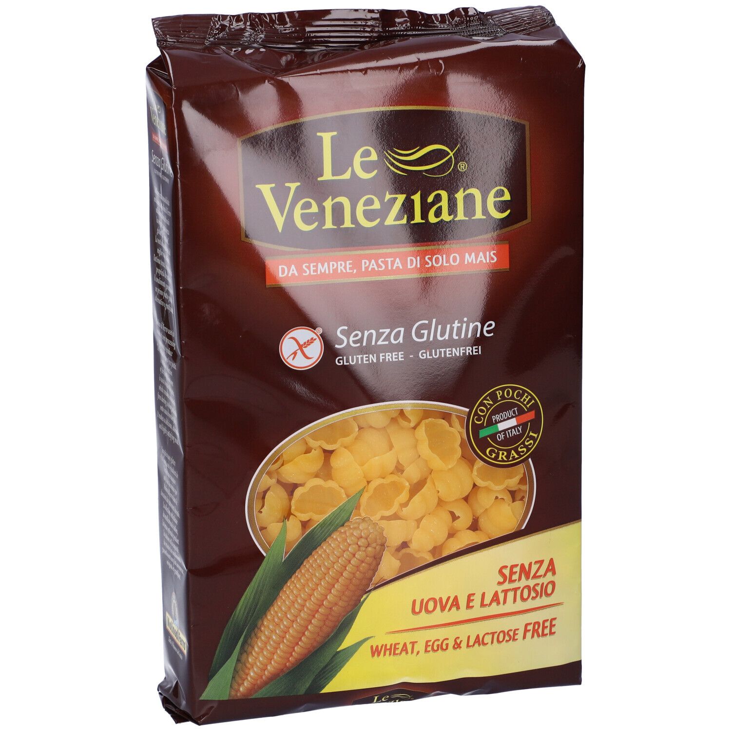 Confezione di Le Veneziane Gnocchi. Senza glutine, senza uova e lattosio. Pasta di mais.