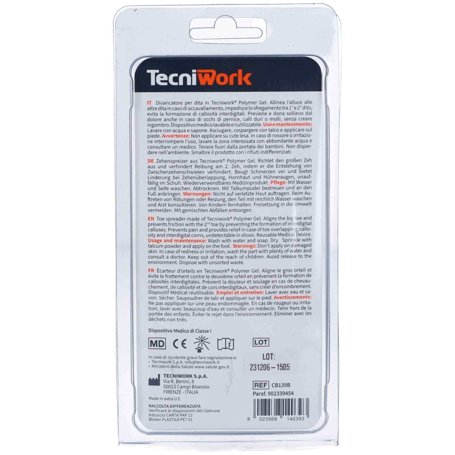 Tecniwork Biogel Divaricatore 1° e 2° Dito Misura L