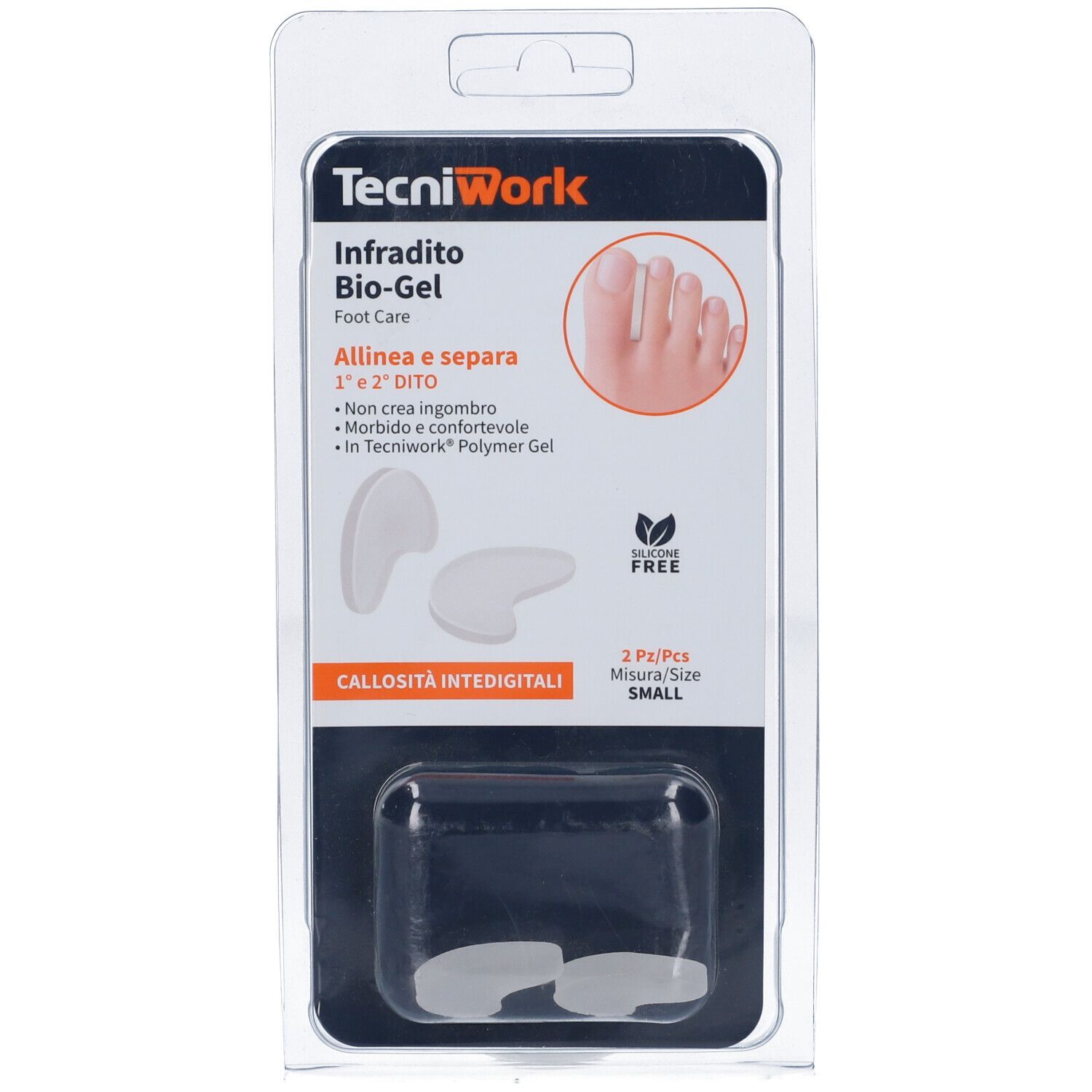 Due Tecniwork Biogel Infradito trasparenti, in confezione blister. Taglia S. Senza silicone.