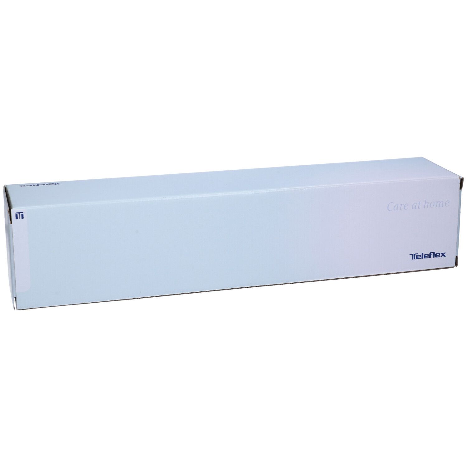 Scatola bianca lunga. Scritta "Care at home" e logo Teleflex. Forma rettangolare.