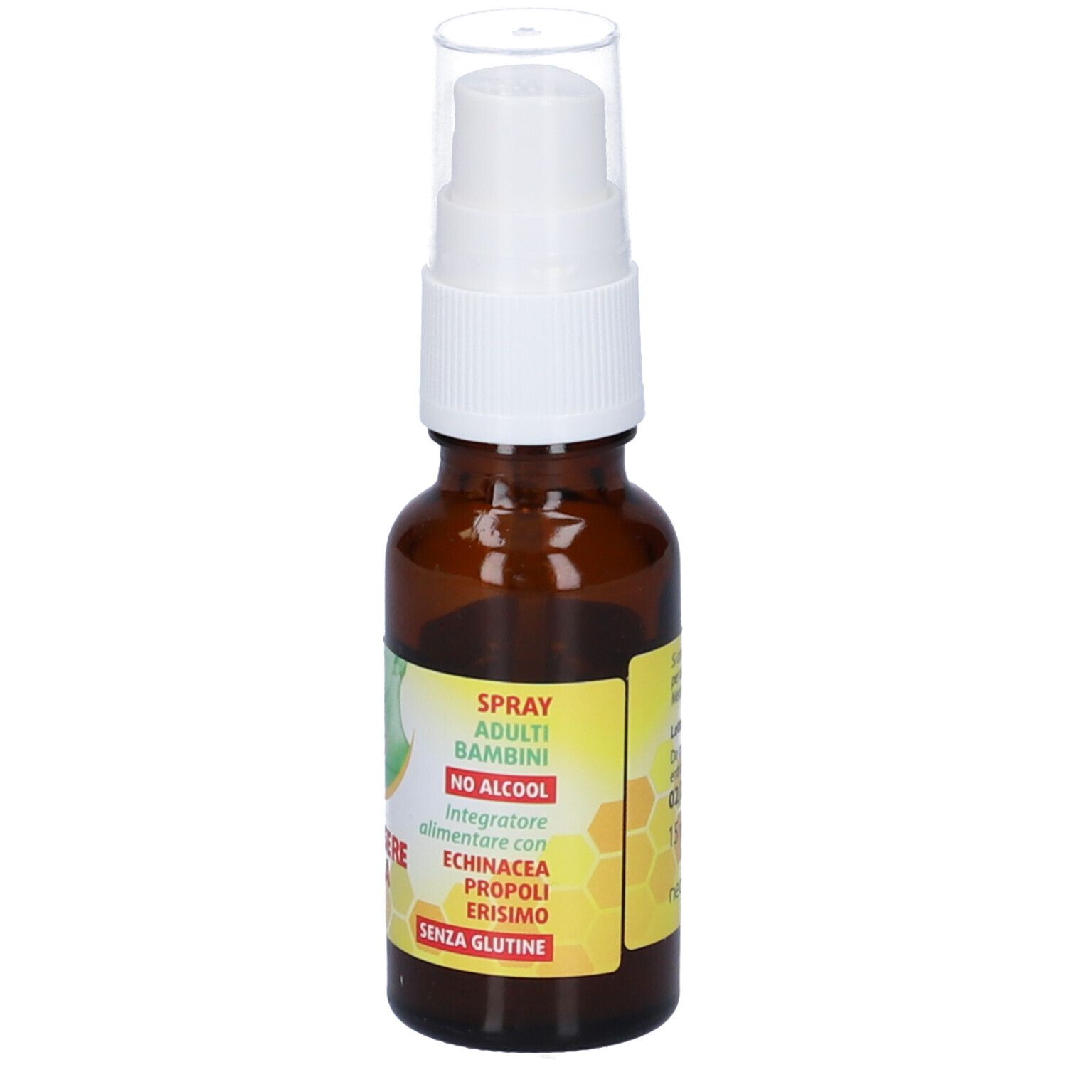 Flacone spray marrone. Scritto: Curagol, Spray adulti e bambini. Senza alcool.