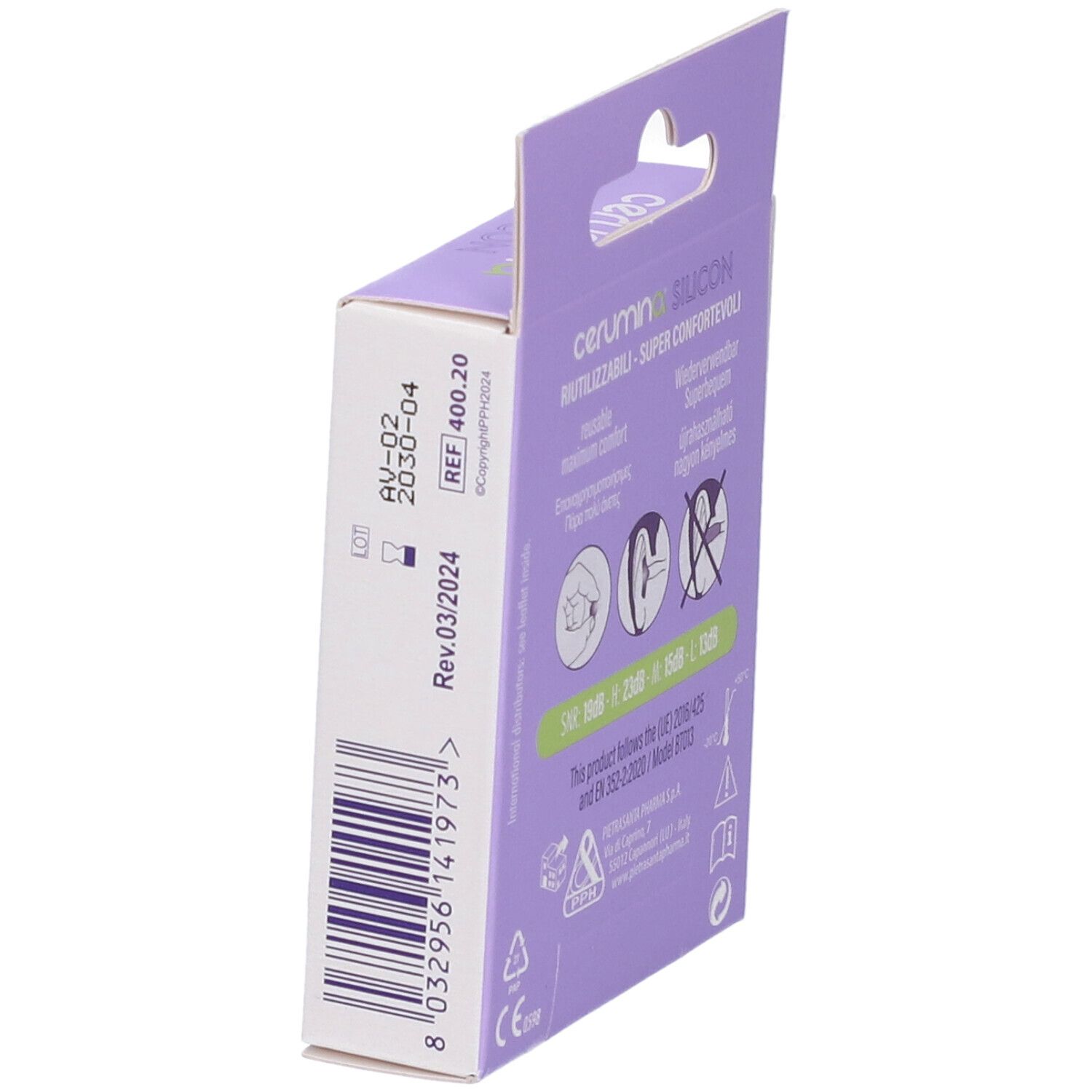 Verpackung für Cerum Silicon, mit Produktinformationen und Warnsymbolen.