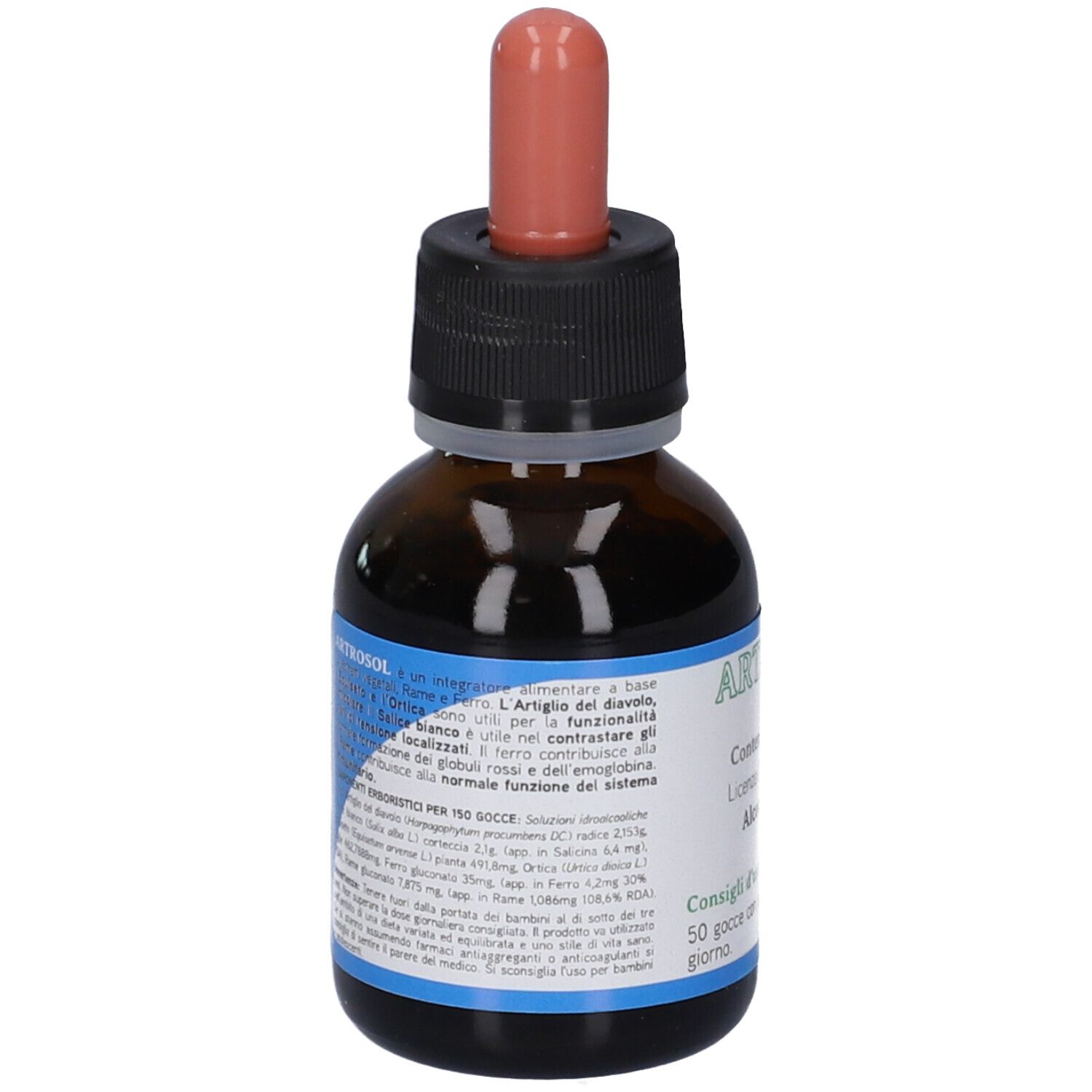 Rückseite einer Flasche mit detaillierten Produktinformationen und Inhaltsstoffen.