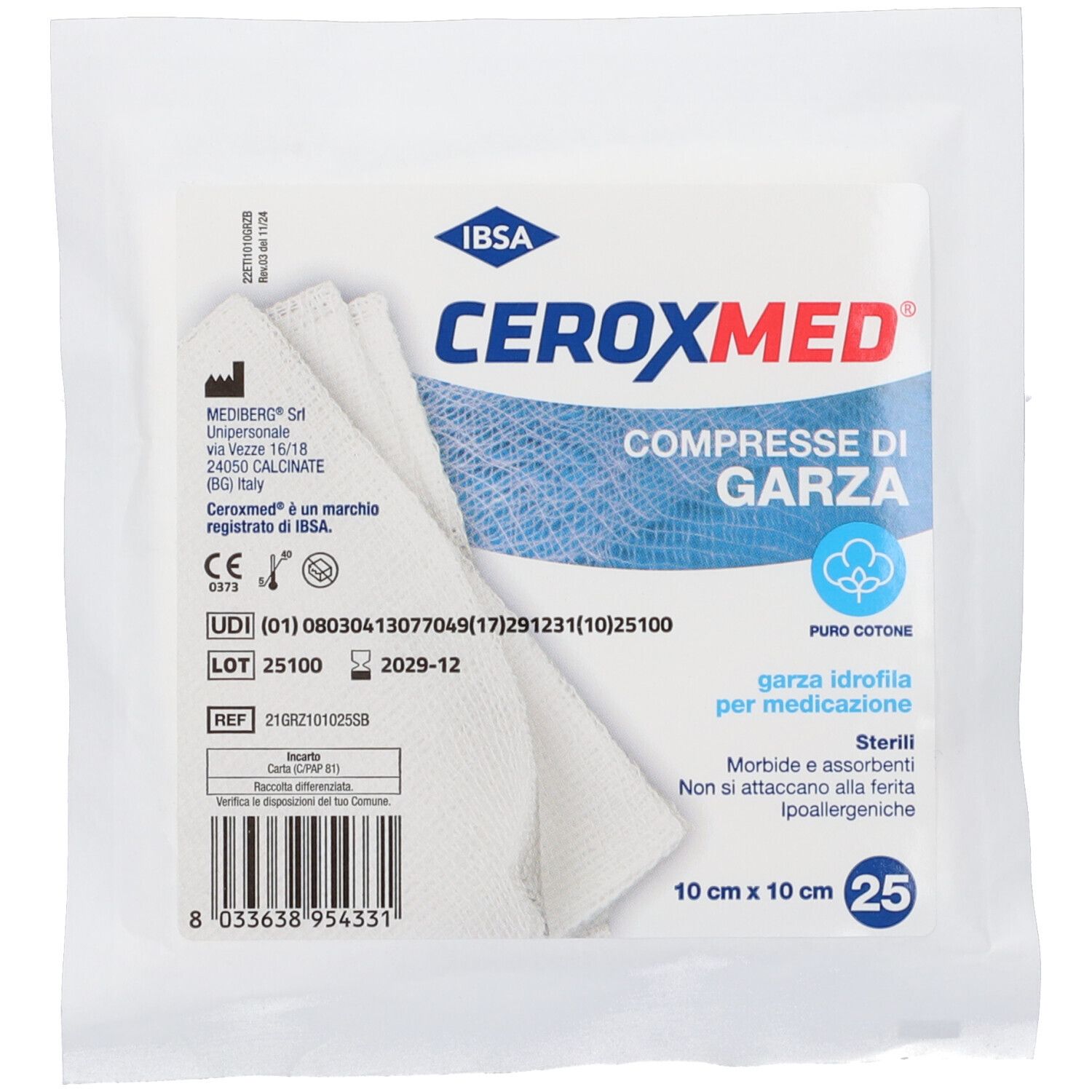 Garza Ceroxmed 10X10Cm 25Pz 25 St Compretten