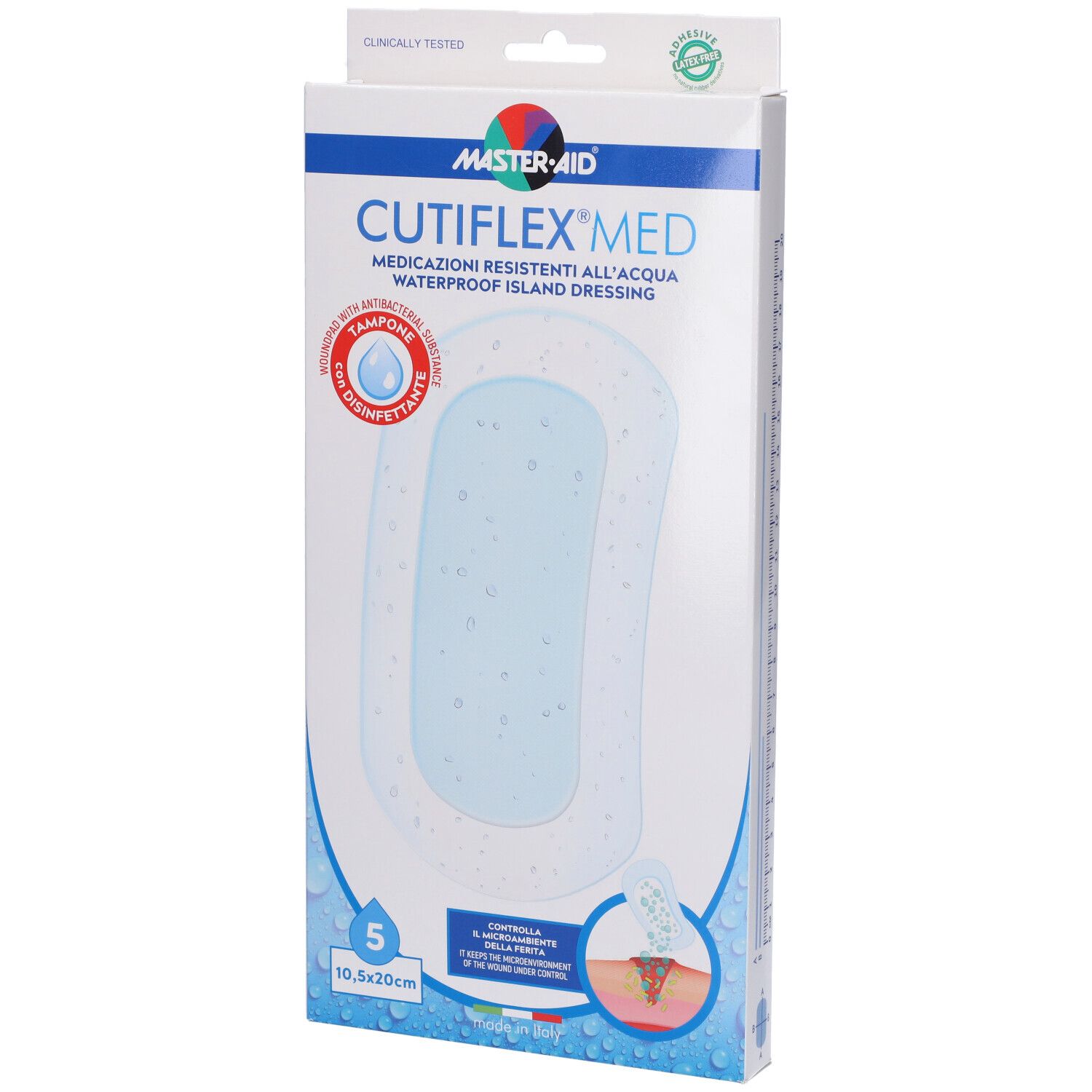 Medicazione Autoadesiva Trasparente Impermeabile Master-Aid Cutiflexmed 10,5X20 Cm 5 Pezzi