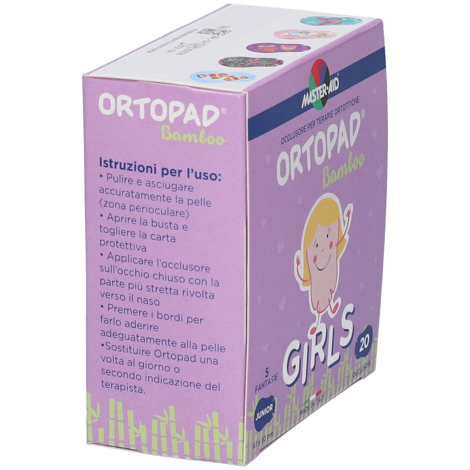 ORTOPAD Bamboo Junior Okklusionspflaster für die Augen, 20 Stück.