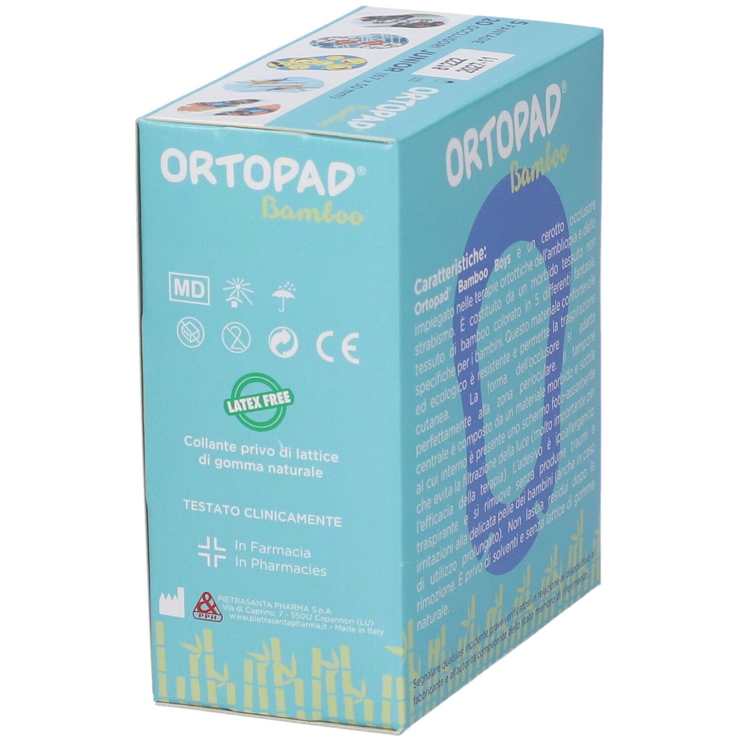 Ortopad Bamboo Boys, 20 Okklusionspflaster für Kinder, 67x50mm.