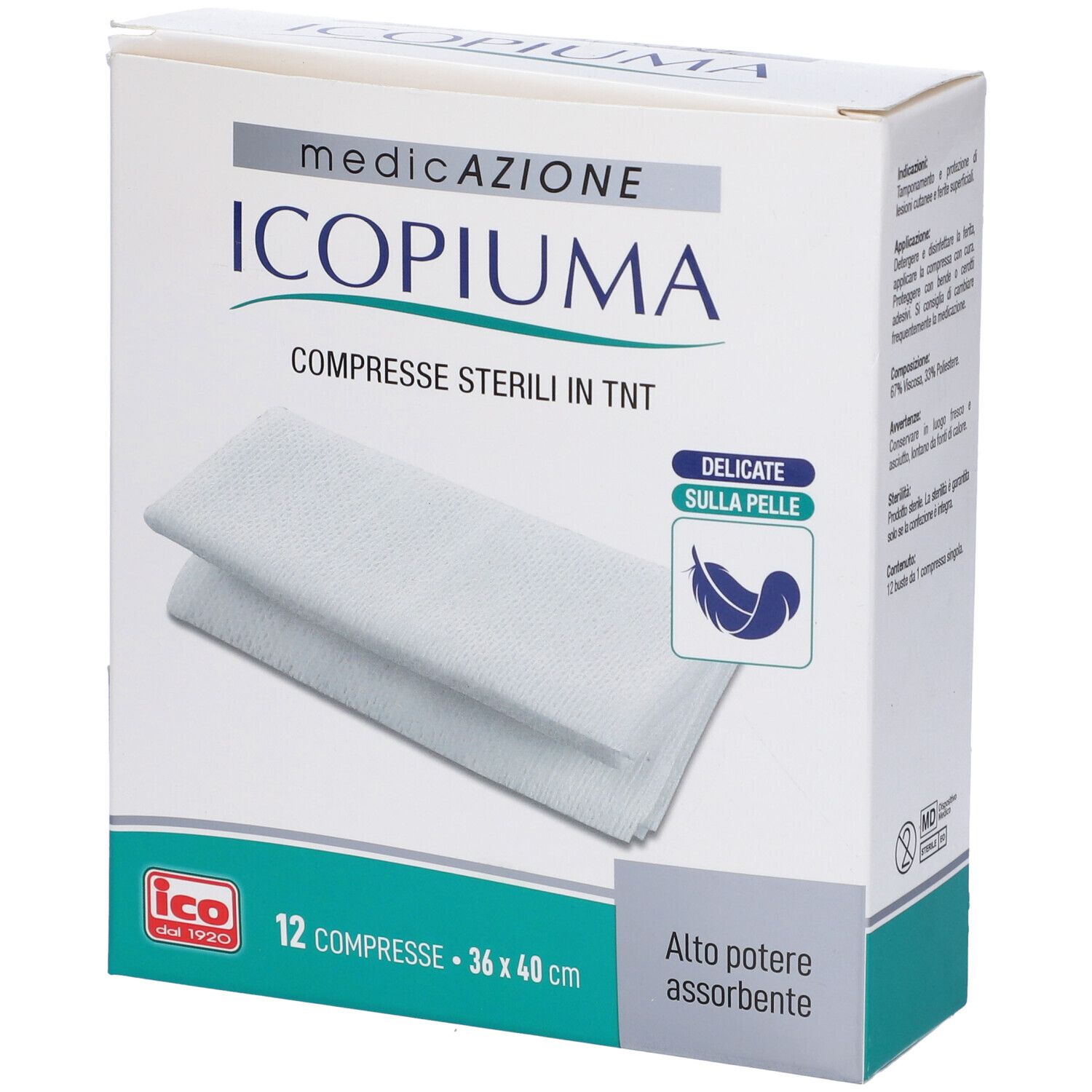 Icopiuma Garza Compressa in Tessuto non Tessuto 36 x 40 cm 12 Pezzi