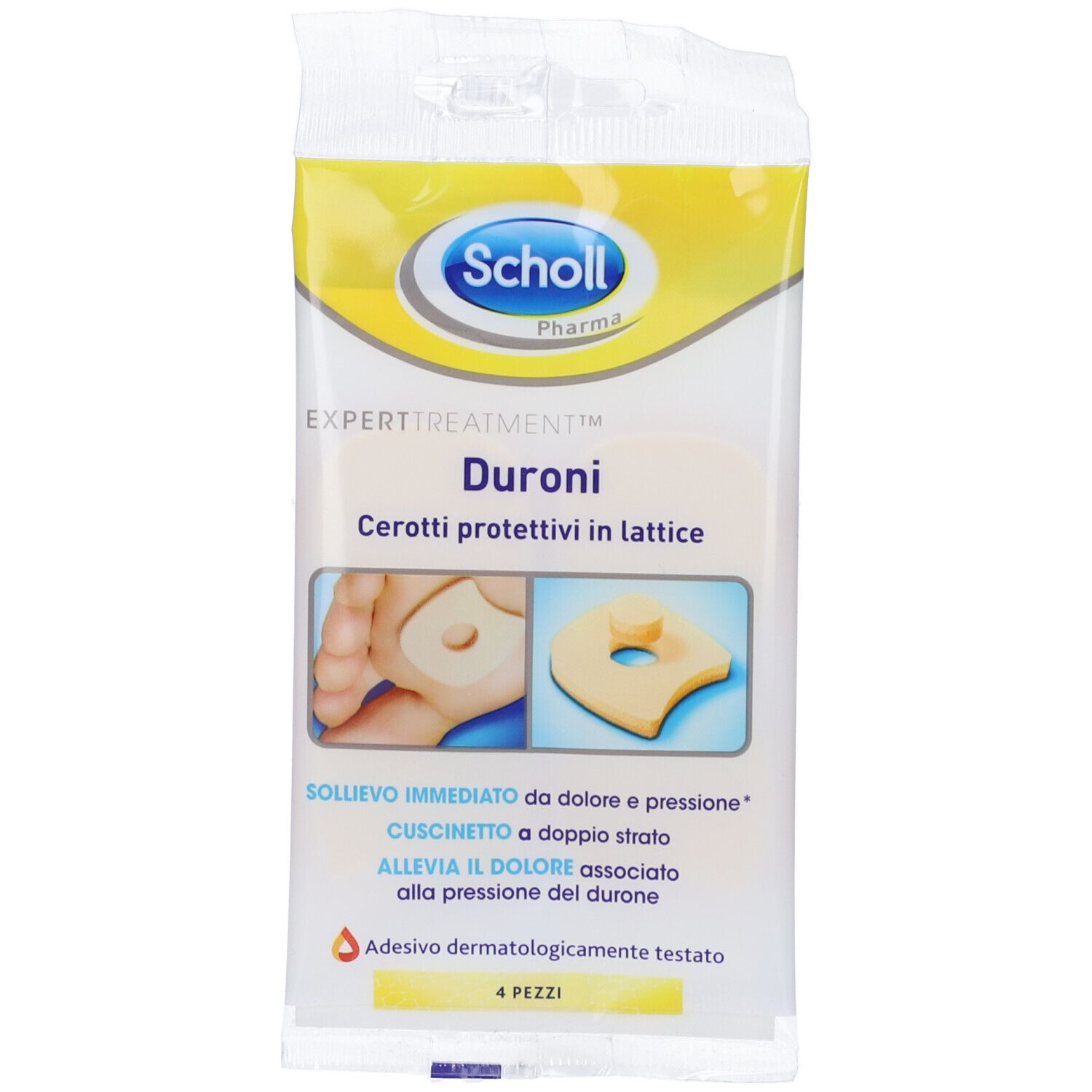 Scholl Cerotti Protettivi In Lattice Per Duroni, Confezione Da 4 Pezzi Pz Cerotto
