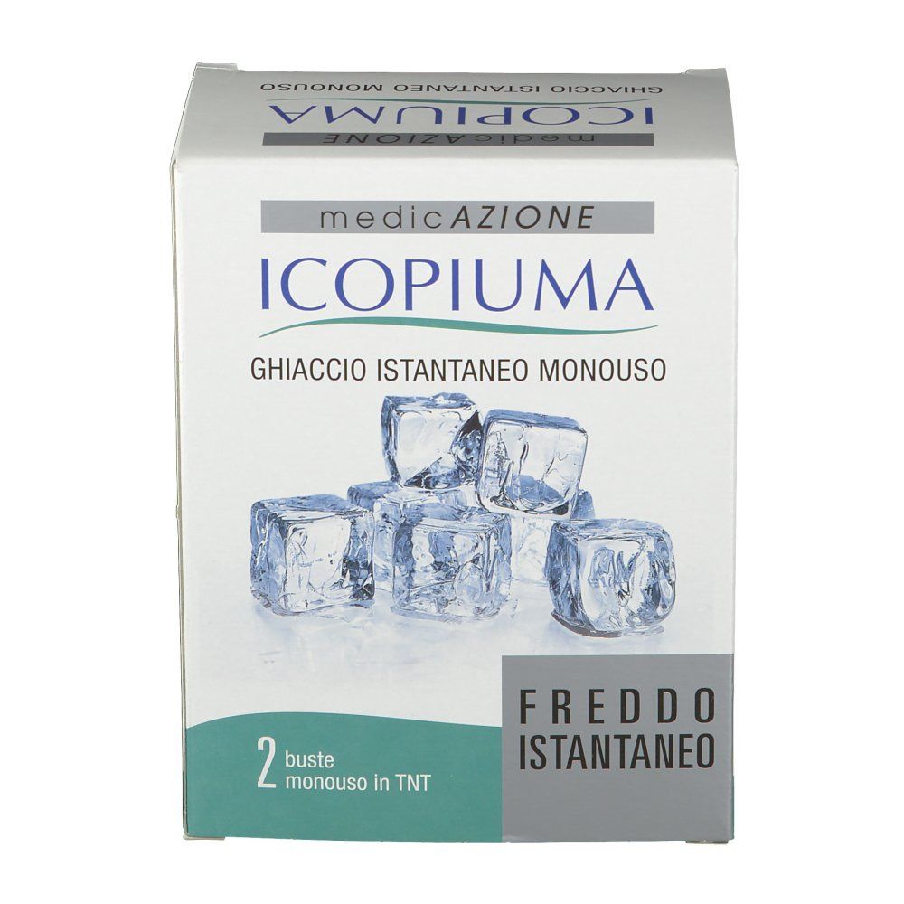 Verpackung mit Eiswürfel-Motiv für Icopiuma Instant Cold Pack.