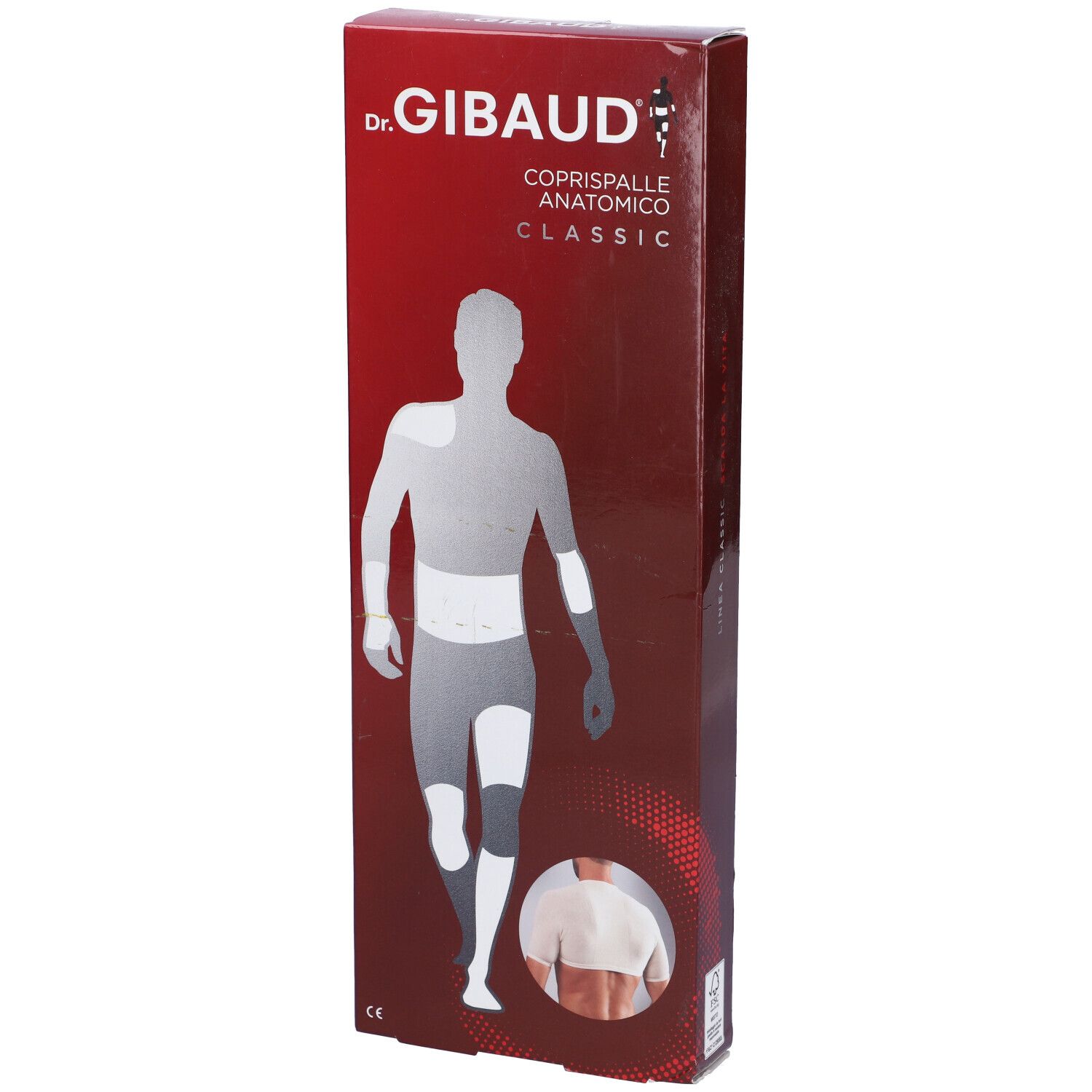Confezione di Dr. Gibaud Coprispalle Anatomico Classic. Scatola rossa con immagine del prodotto.