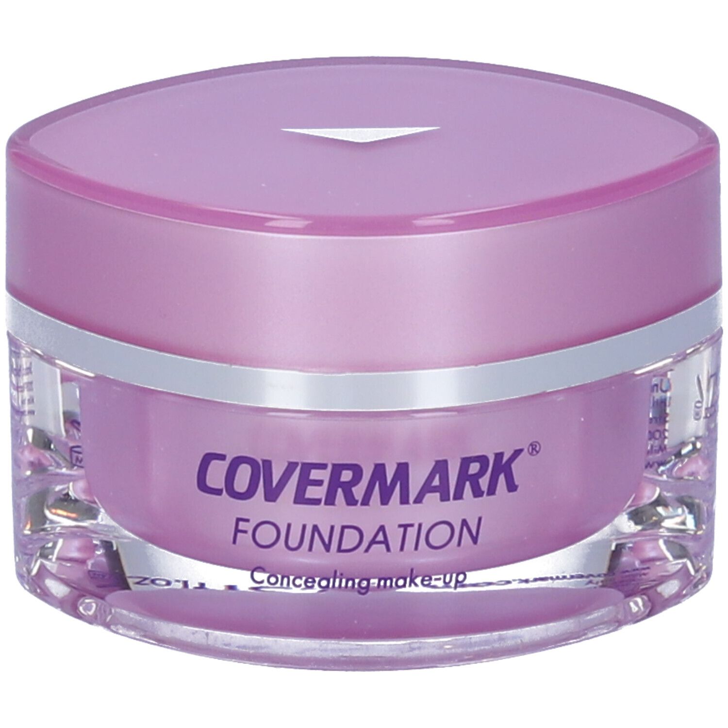 Vasetto di crema con coperchio viola. Scritta: COVERMARK FOUNDATION. Tonalità 10. Contenuto: crema.