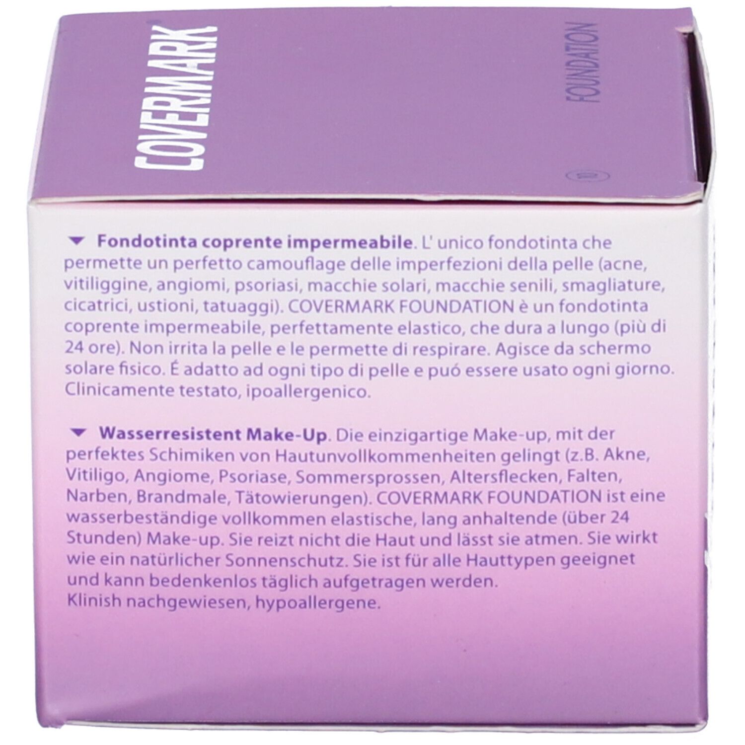 Retro della confezione del prodotto. Testo sulle proprietà e gli ingredienti del prodotto.