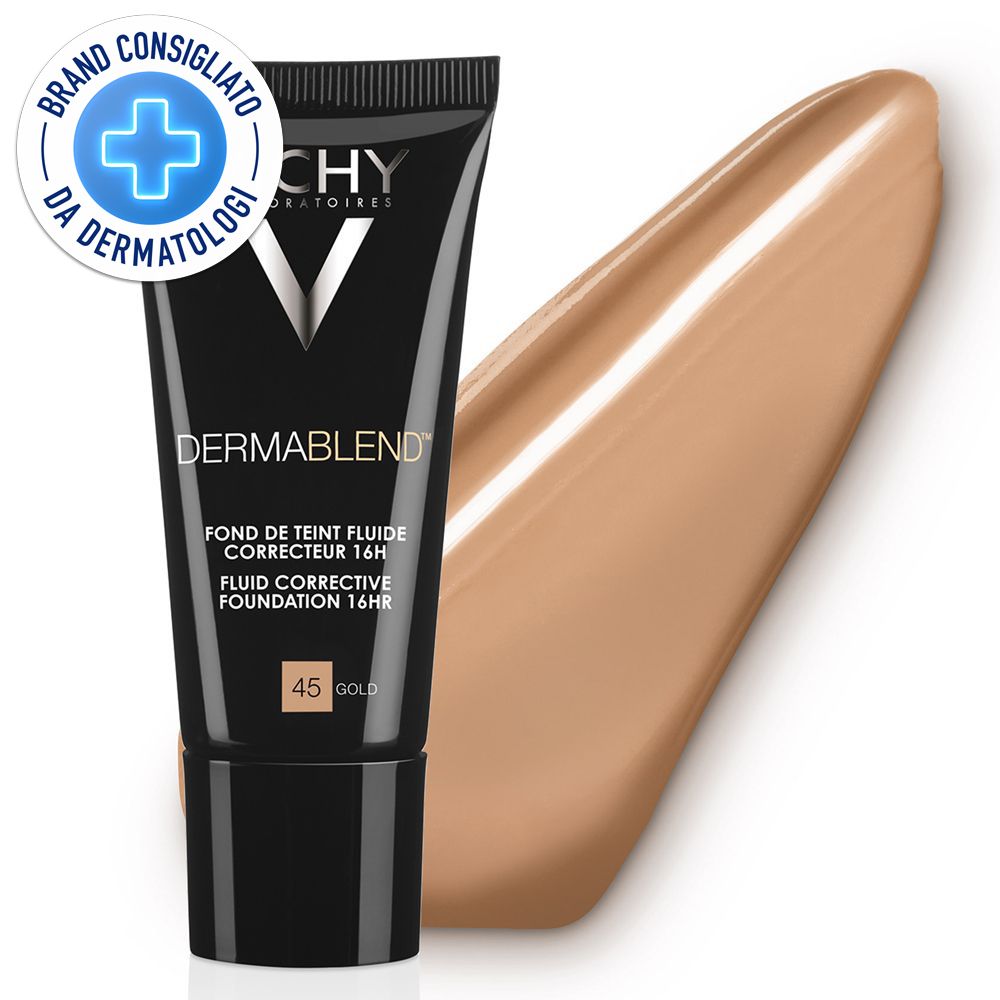 Vichy Dermablend Make-up, Farbton 45 Gold, in Tube. Mit Dermatologen-Siegel.