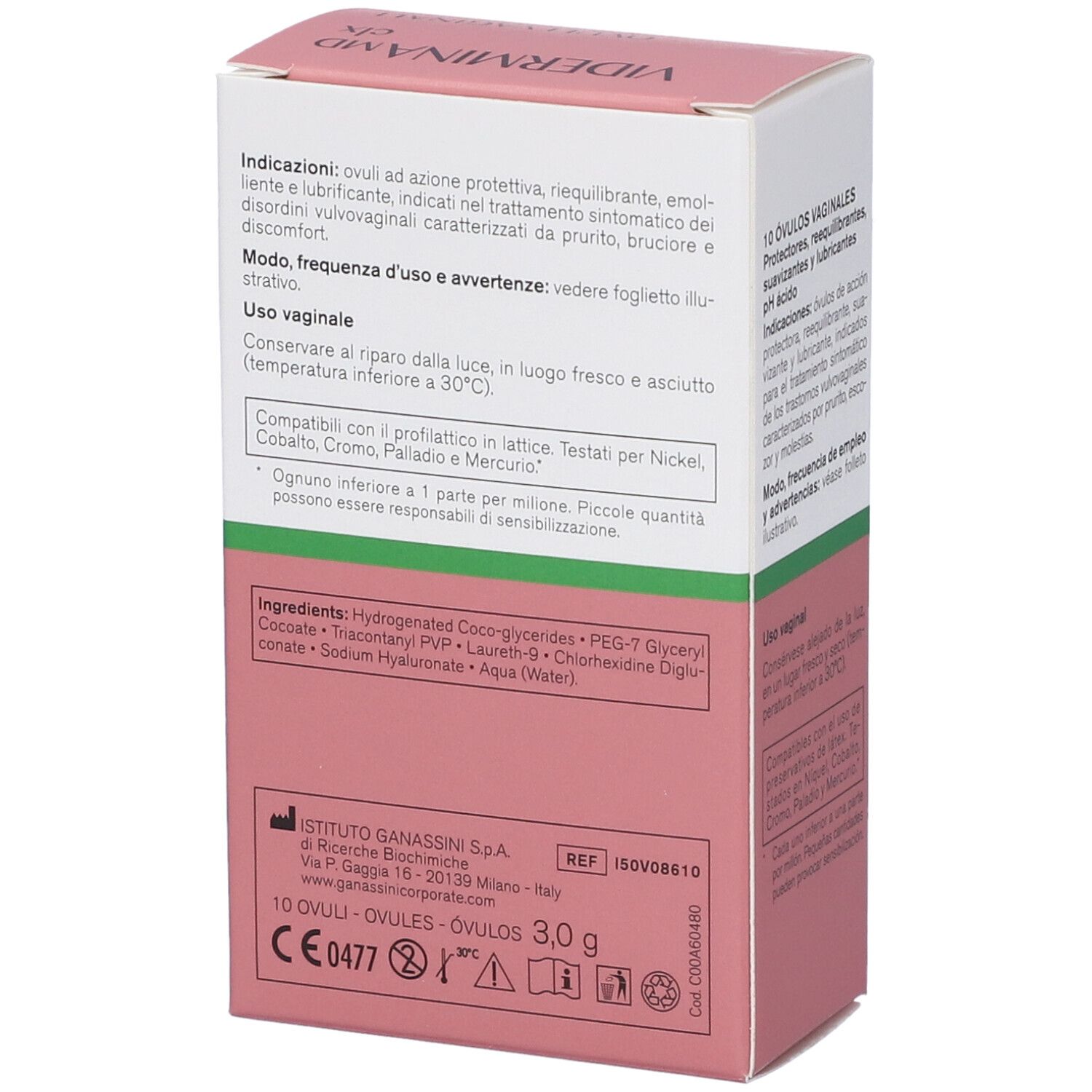 Vidermina MD Clx: 10 Vaginalovula mit Hyaluronsäure, pH-Wert sauer.