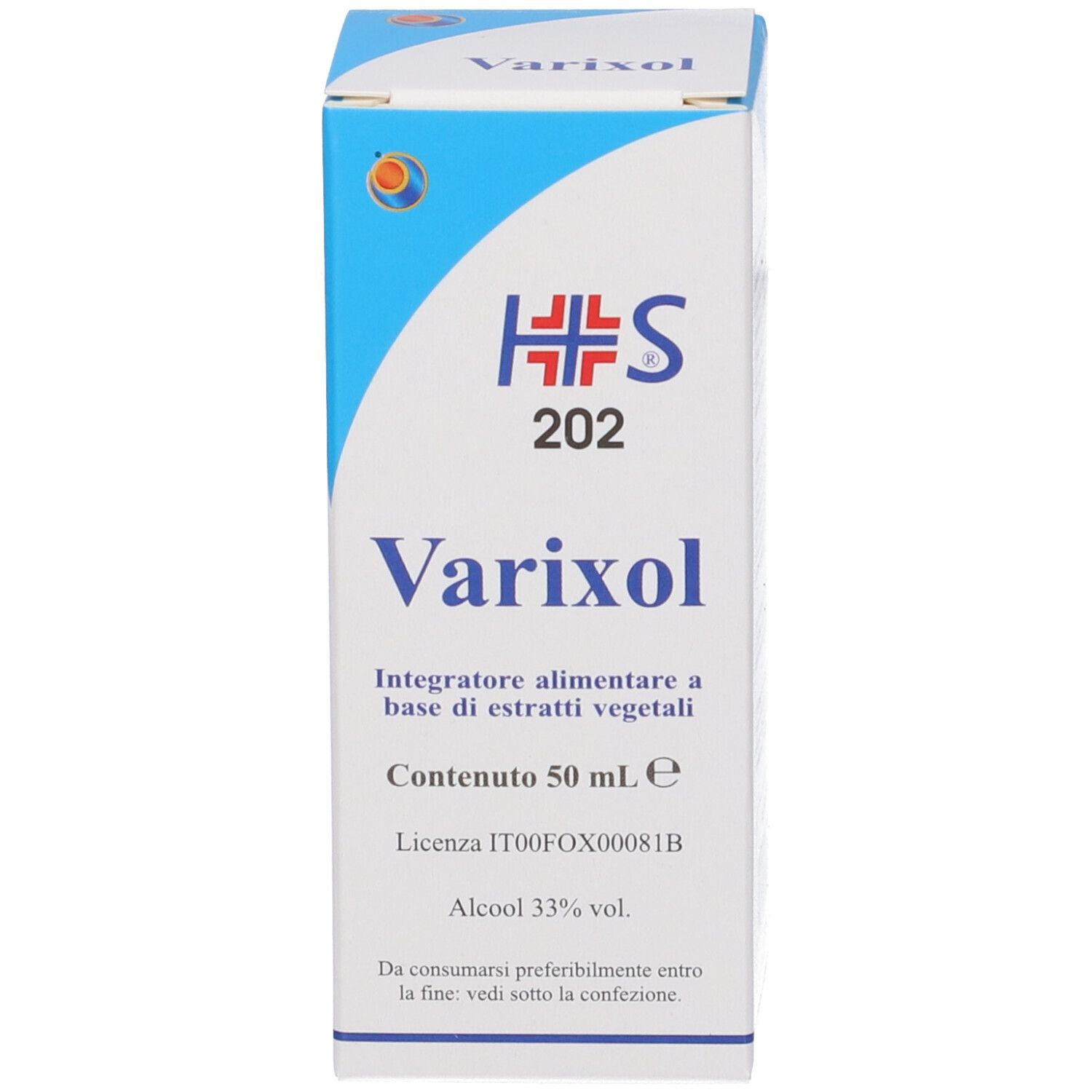 Produktverpackung mit Flasche, Etikett mit Produktnamen und Herstellerlogo.