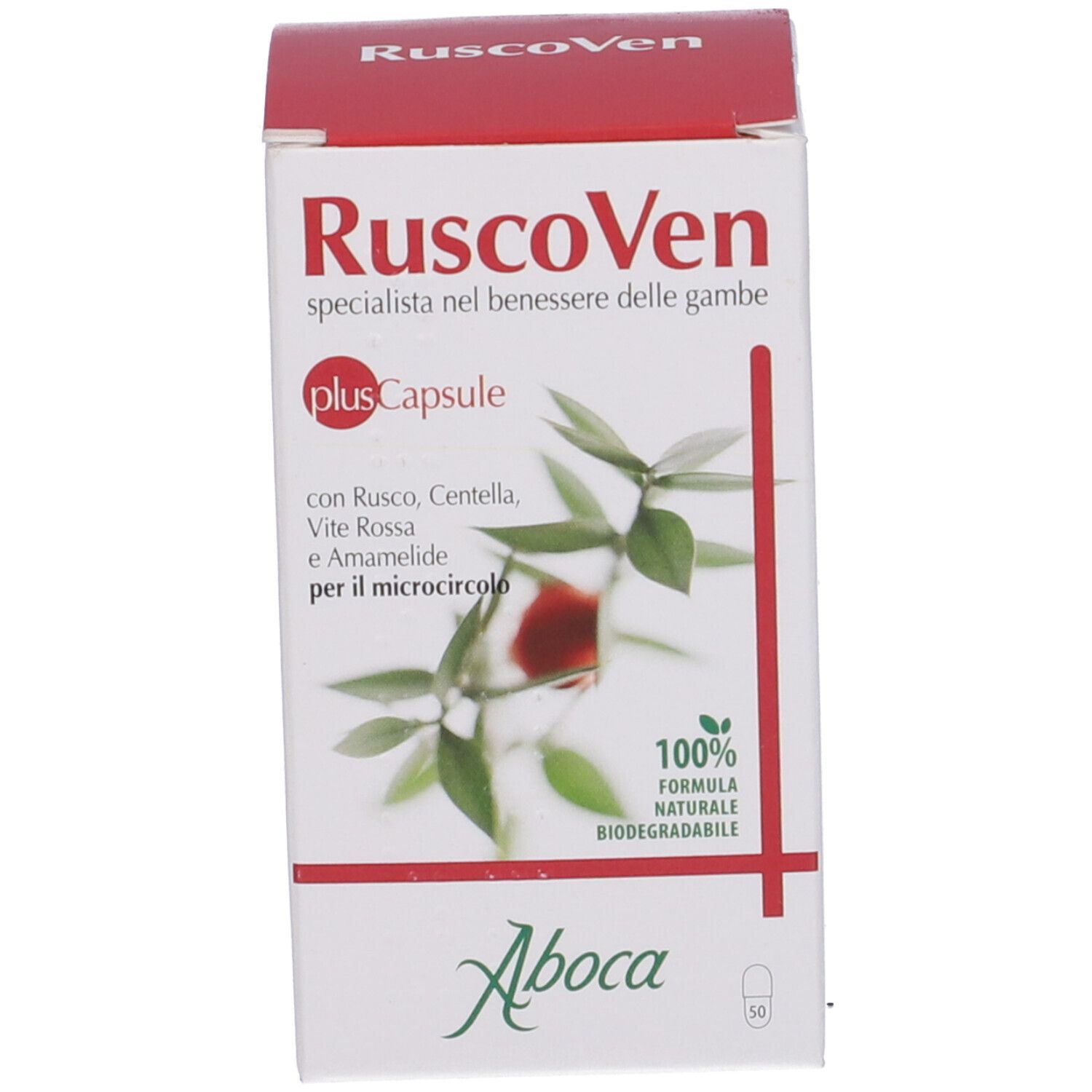 Scatola con nome del prodotto e testo in italiano.