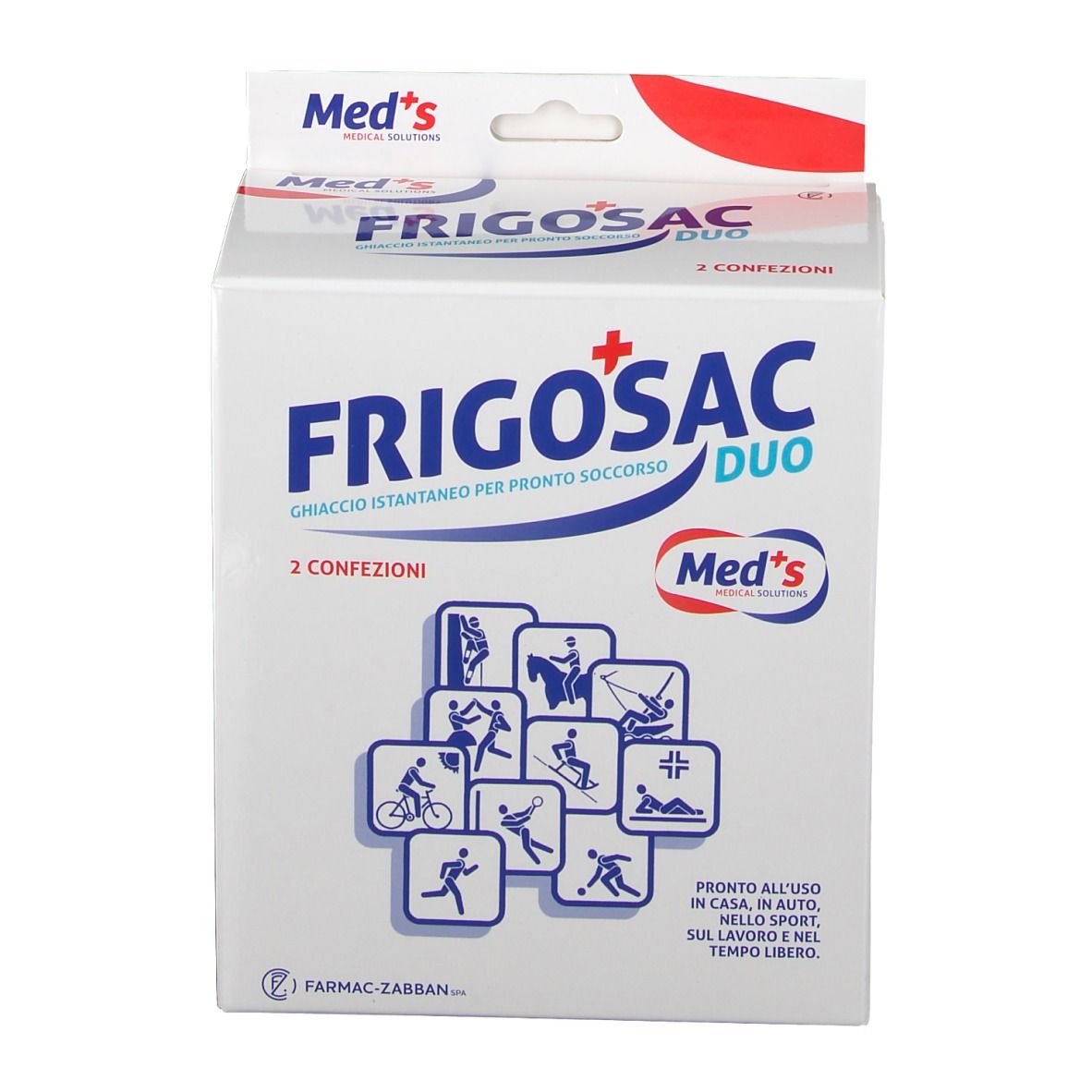 Verpackung für FRIGOSAC DUO Sofort-Kältekompressen, 2 Stück.