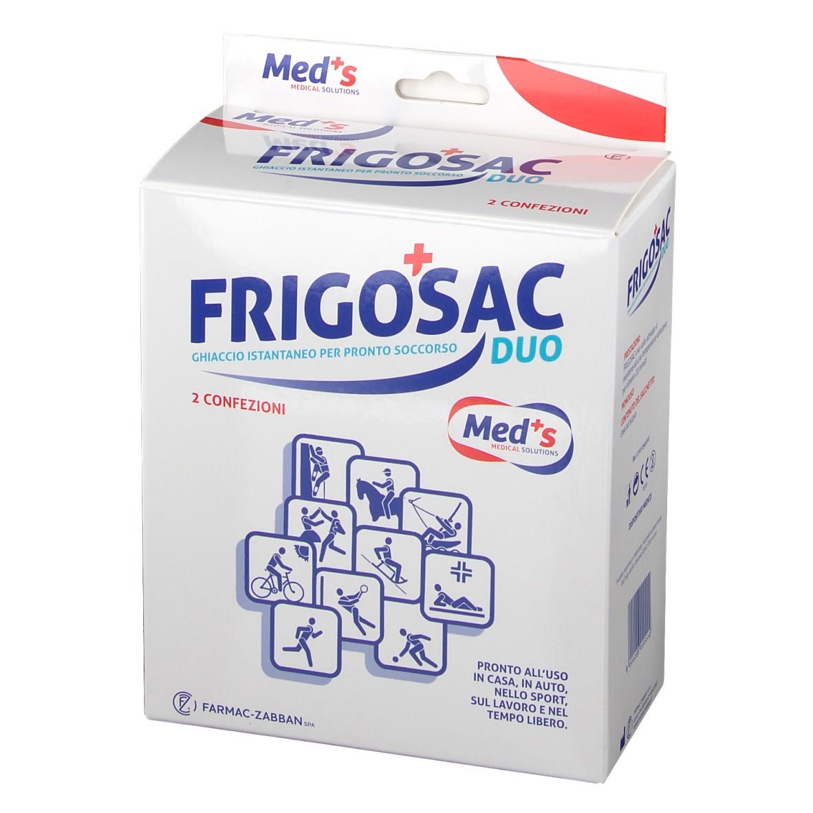 Verpackung für FRIGOSAC DUO Sofort-Kältekompressen, 2 Stück.