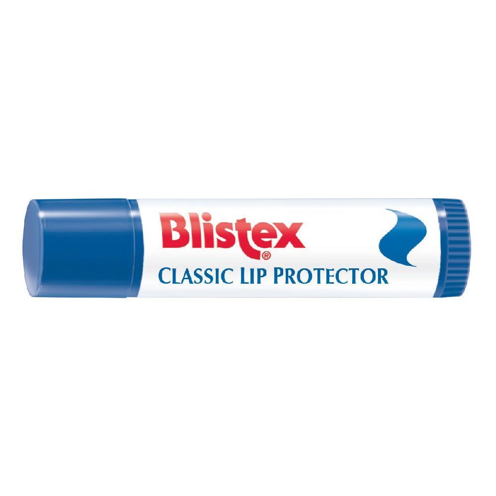 Stick protettivo per labbra. Tappo blu. Scritta: Blistex Classic Lip Protector.