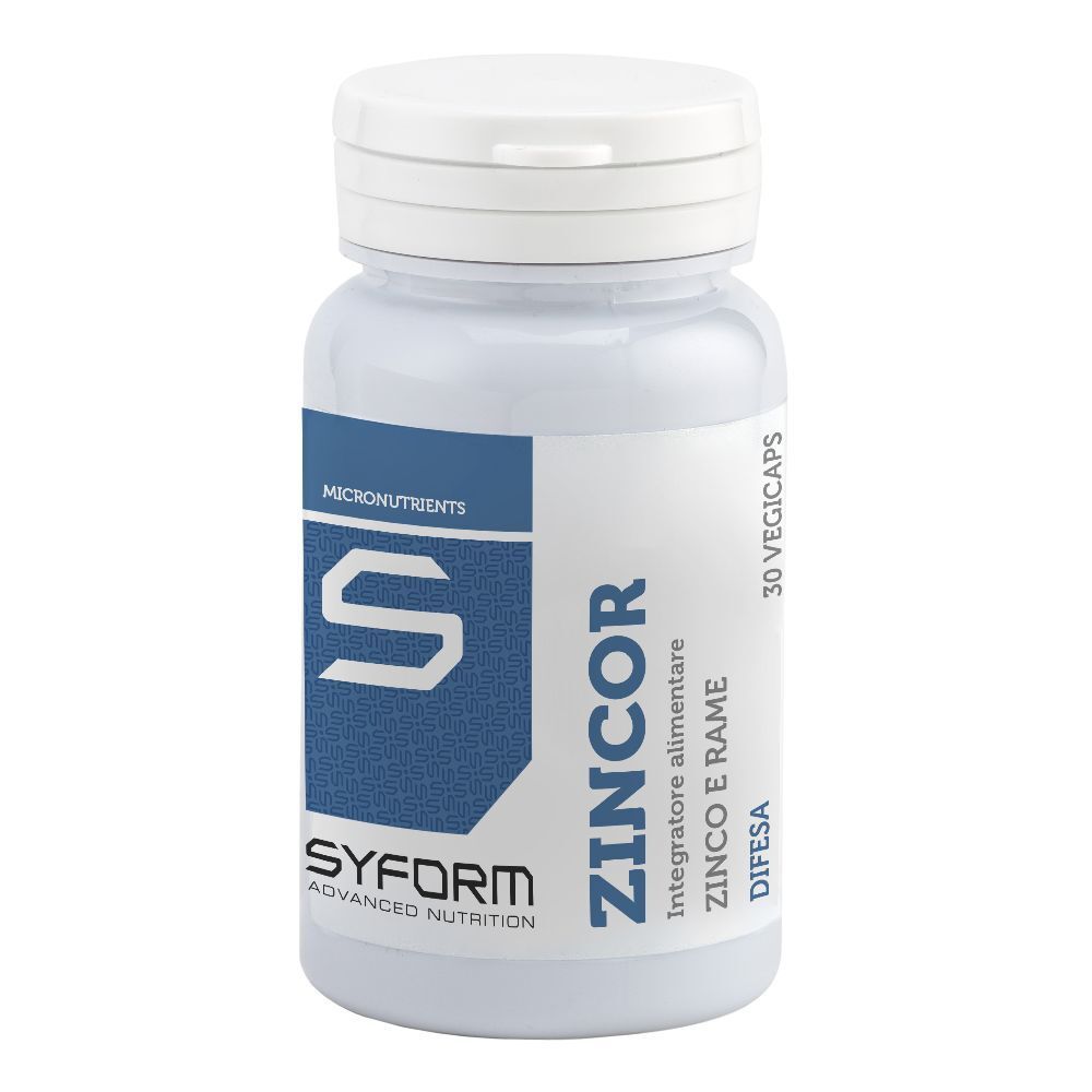Flacone bianco con capsule. Etichetta con nome prodotto e marchio. 30 Vegicaps.
