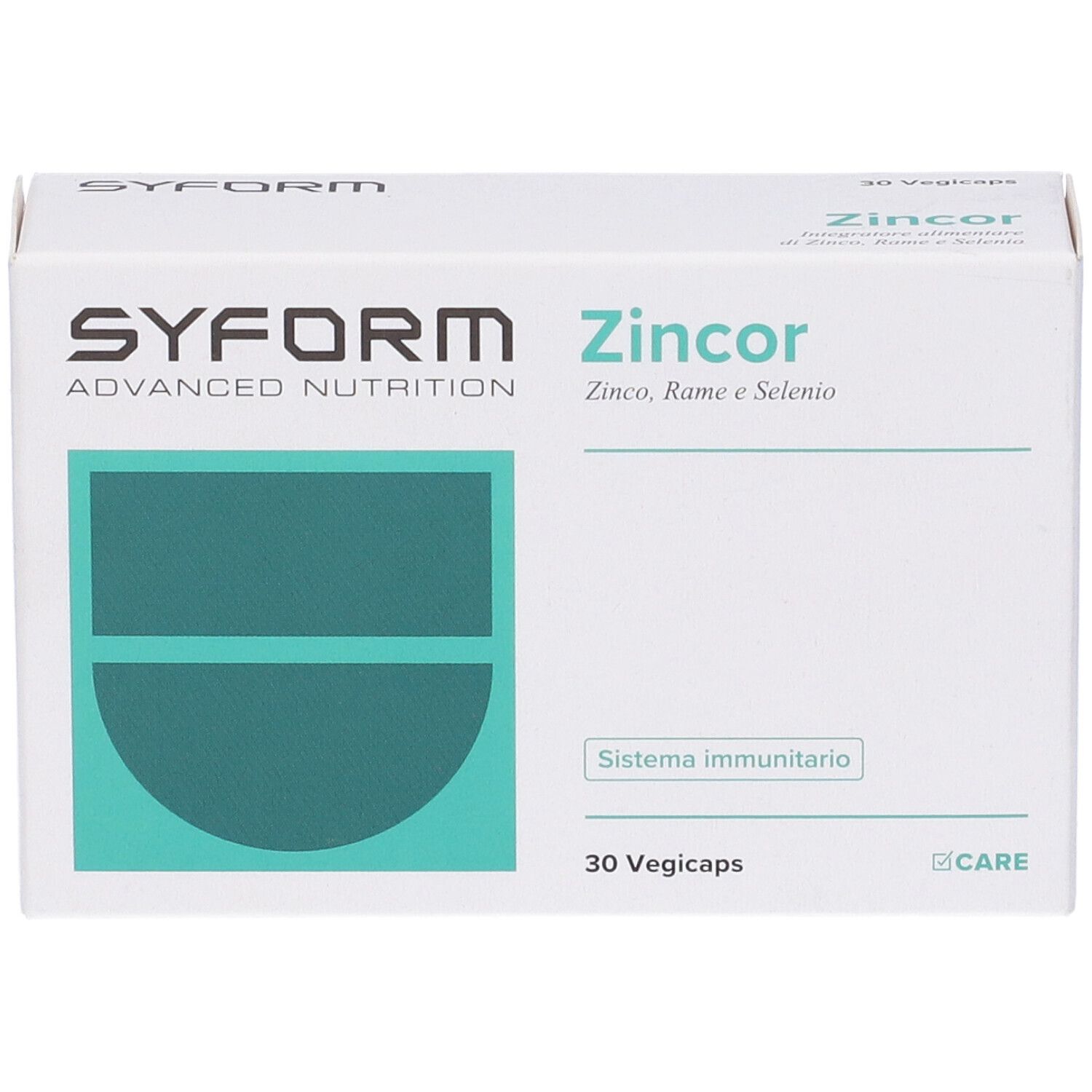 Confezione in cartone con nome prodotto e marchio. 30 Vegicaps. Scritta: Sistema immunitario.