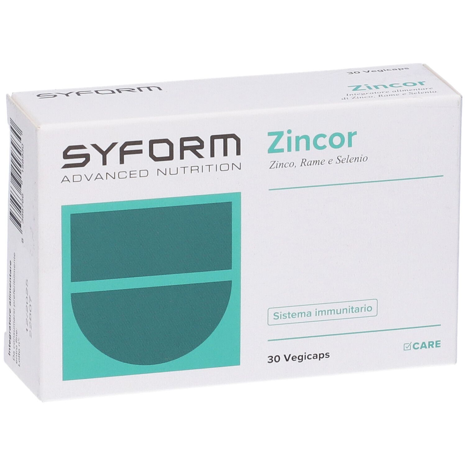 Confezione in cartone con nome prodotto e marchio. 30 Vegicaps. Scritta: Sistema immunitario.