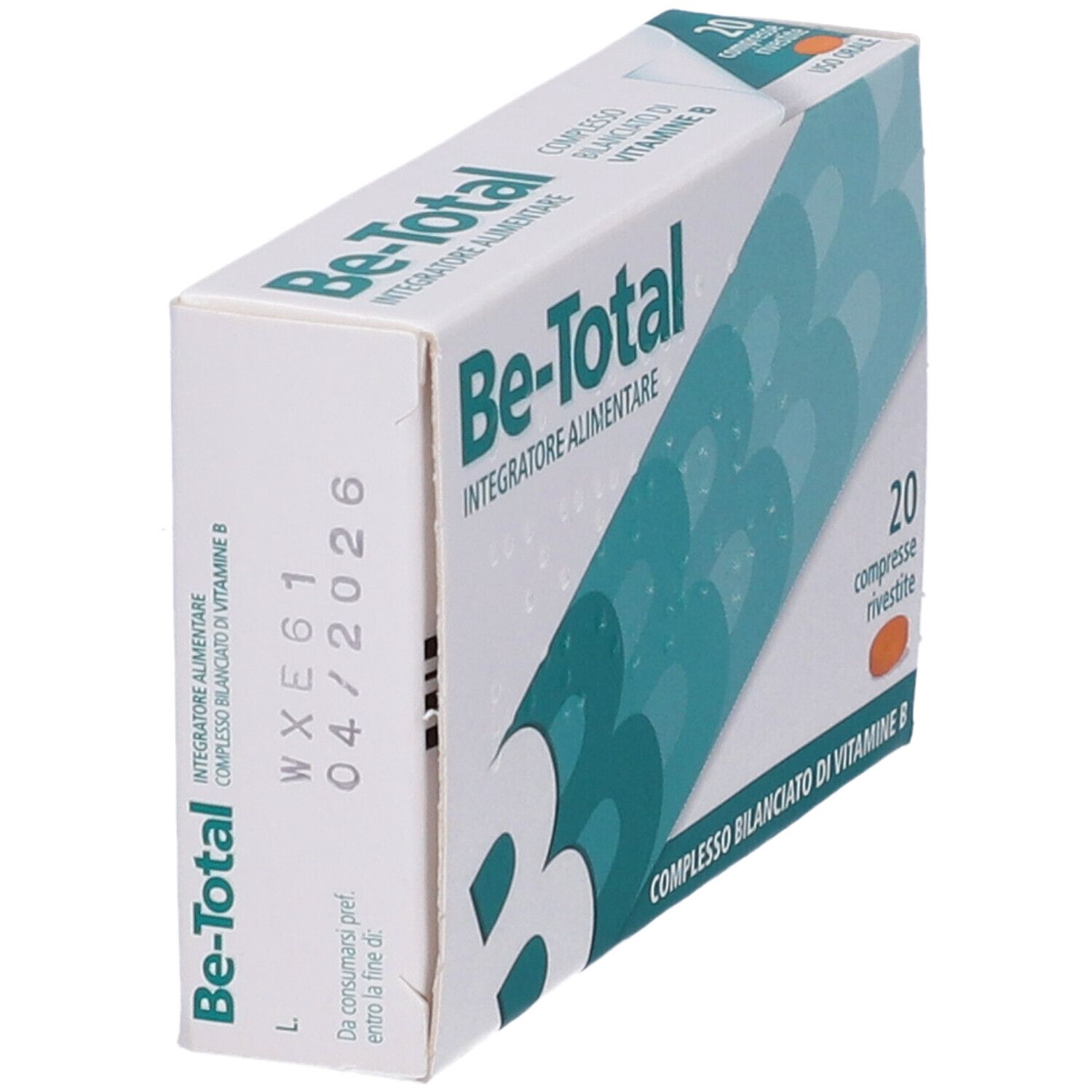 Be-Total Vitamin B Packung. Enthält 20 Tabletten. Verfallsdatum 04/2026.