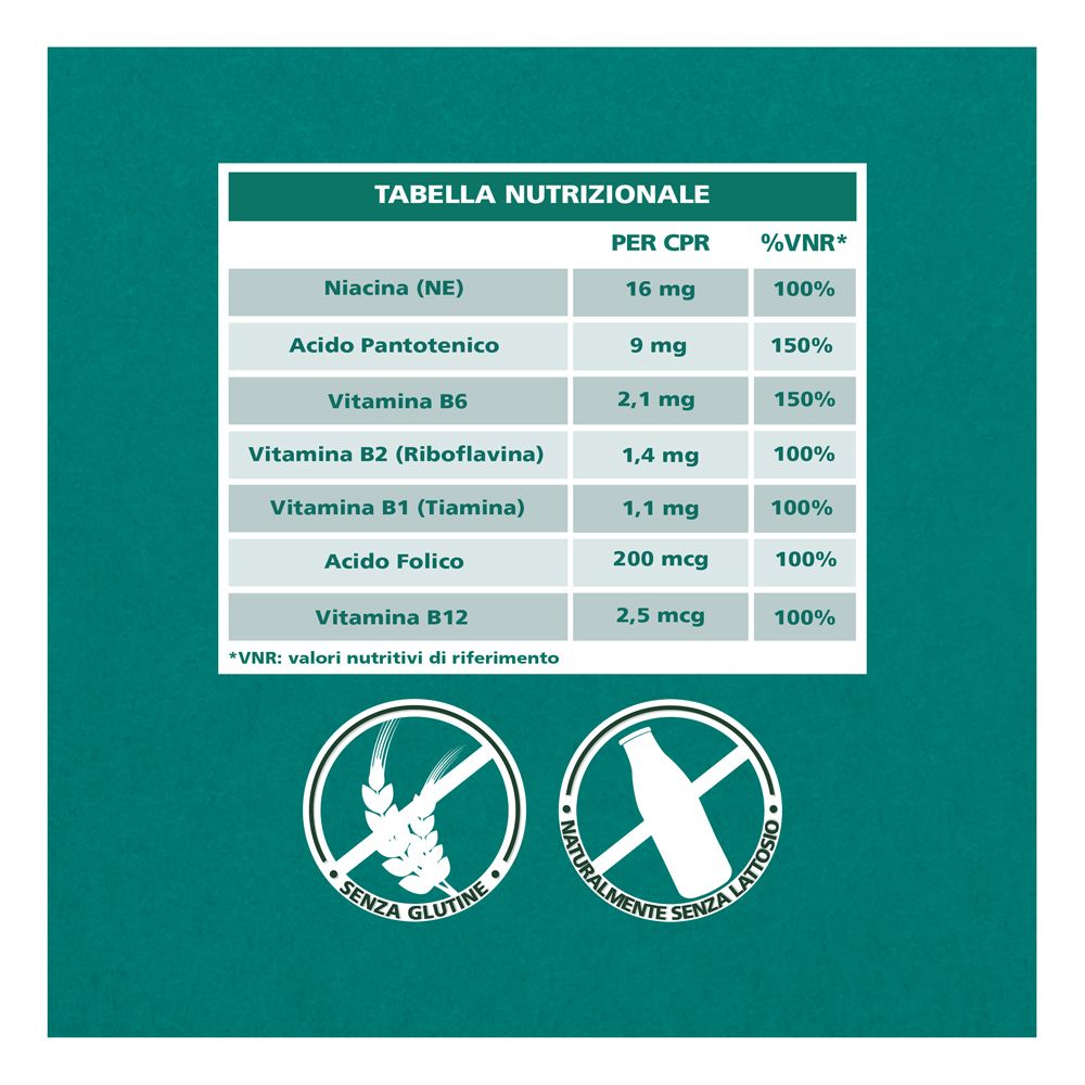 Nährwerttabelle von Be-Total Vitamin B. Zeigt die Nährwerte pro Tablette und %VNR.