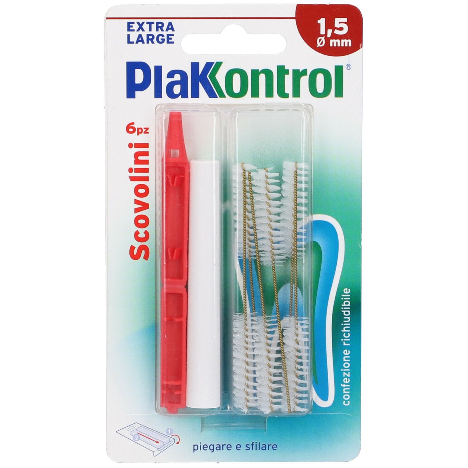PlaKontrol Extra Large Interdentalbürsten, 1,5 mm Durchmesser, 6 Stück.